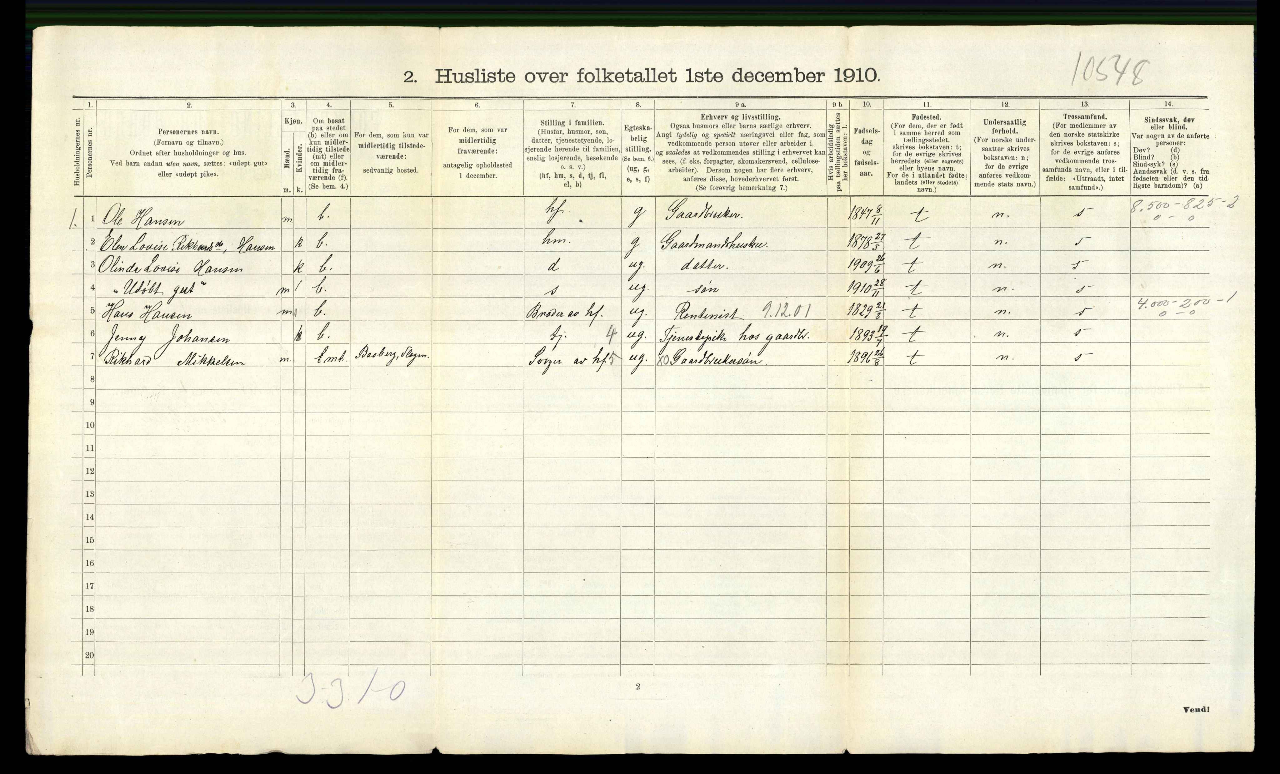 RA, 1910 census for Sem, 1910, p. 1903