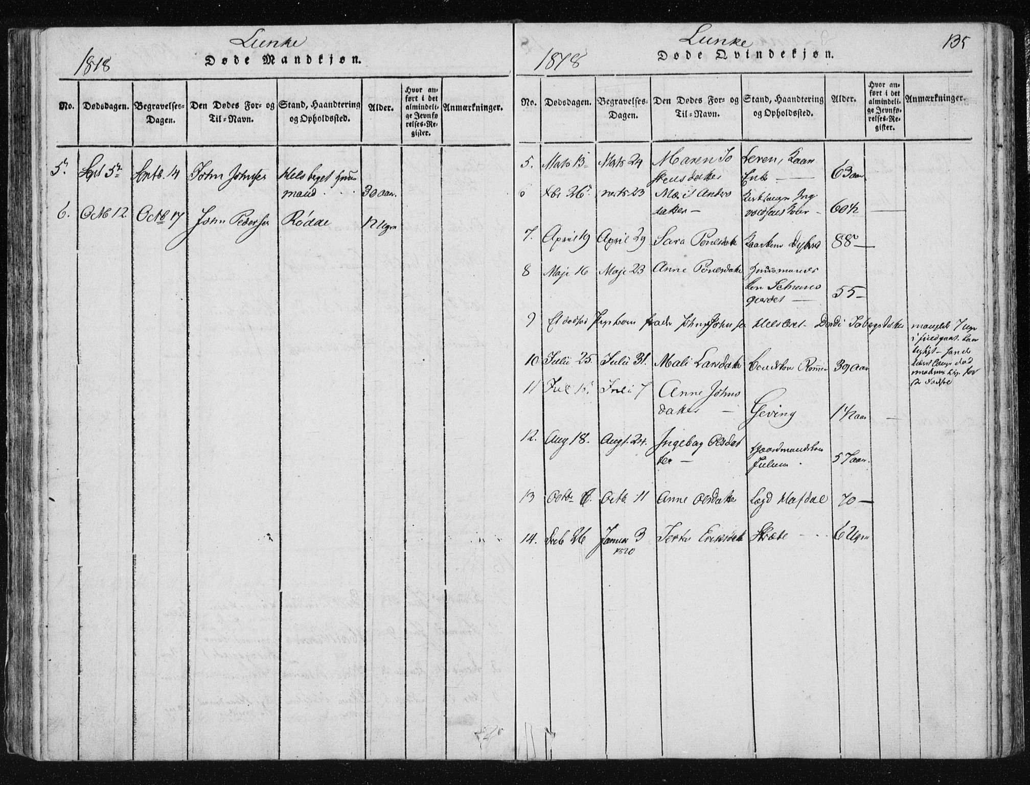 Ministerialprotokoller, klokkerbøker og fødselsregistre - Nord-Trøndelag, AV/SAT-A-1458/709/L0061: Parish register (official) no. 709A08 /3, 1815-1819, p. 135