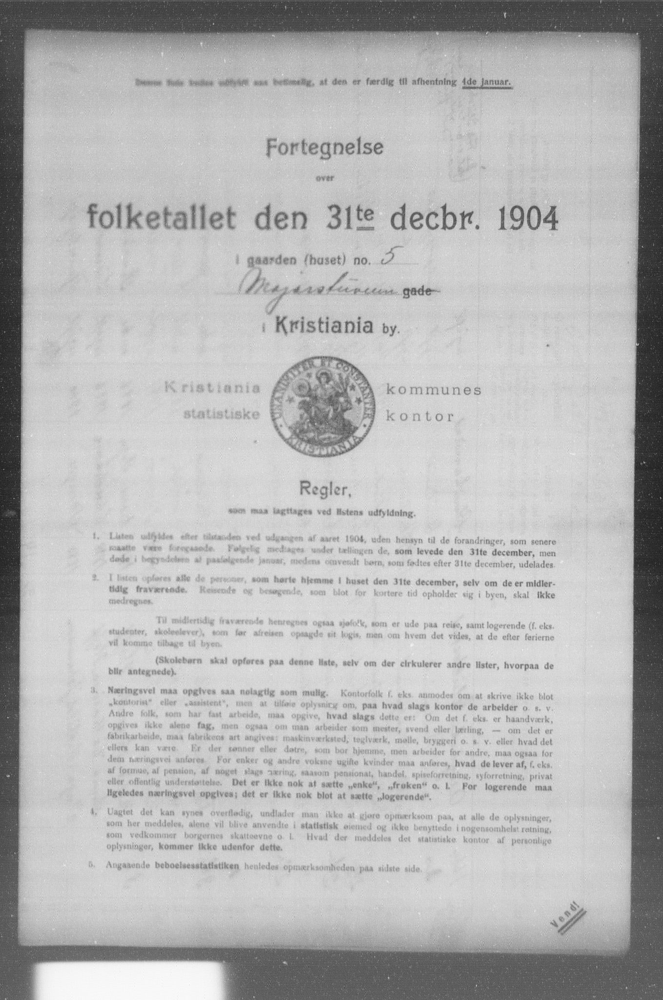 OBA, Municipal Census 1904 for Kristiania, 1904, p. 11536