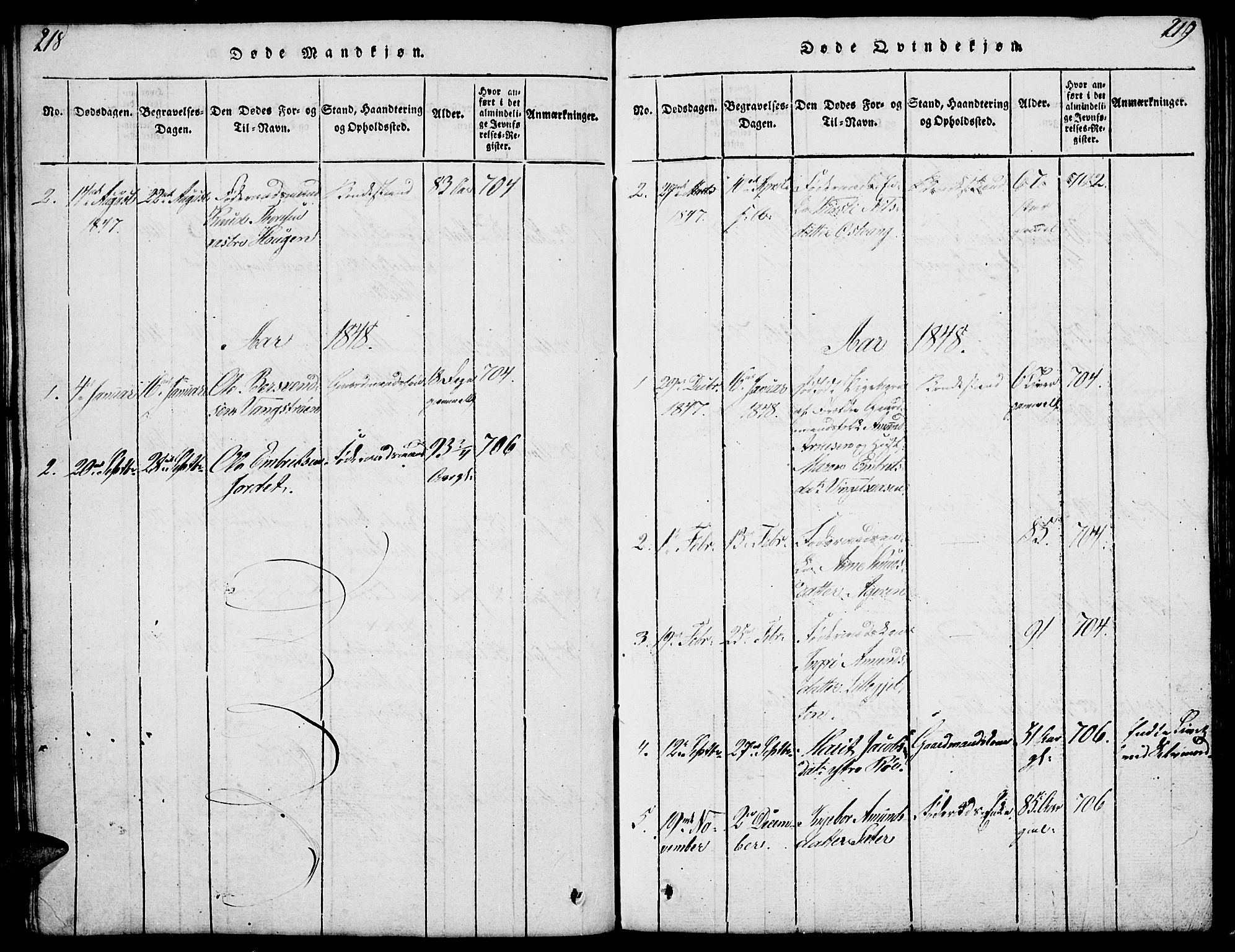 Tolga prestekontor, AV/SAH-PREST-062/L/L0003: Parish register (copy) no. 3, 1815-1862, p. 218-219