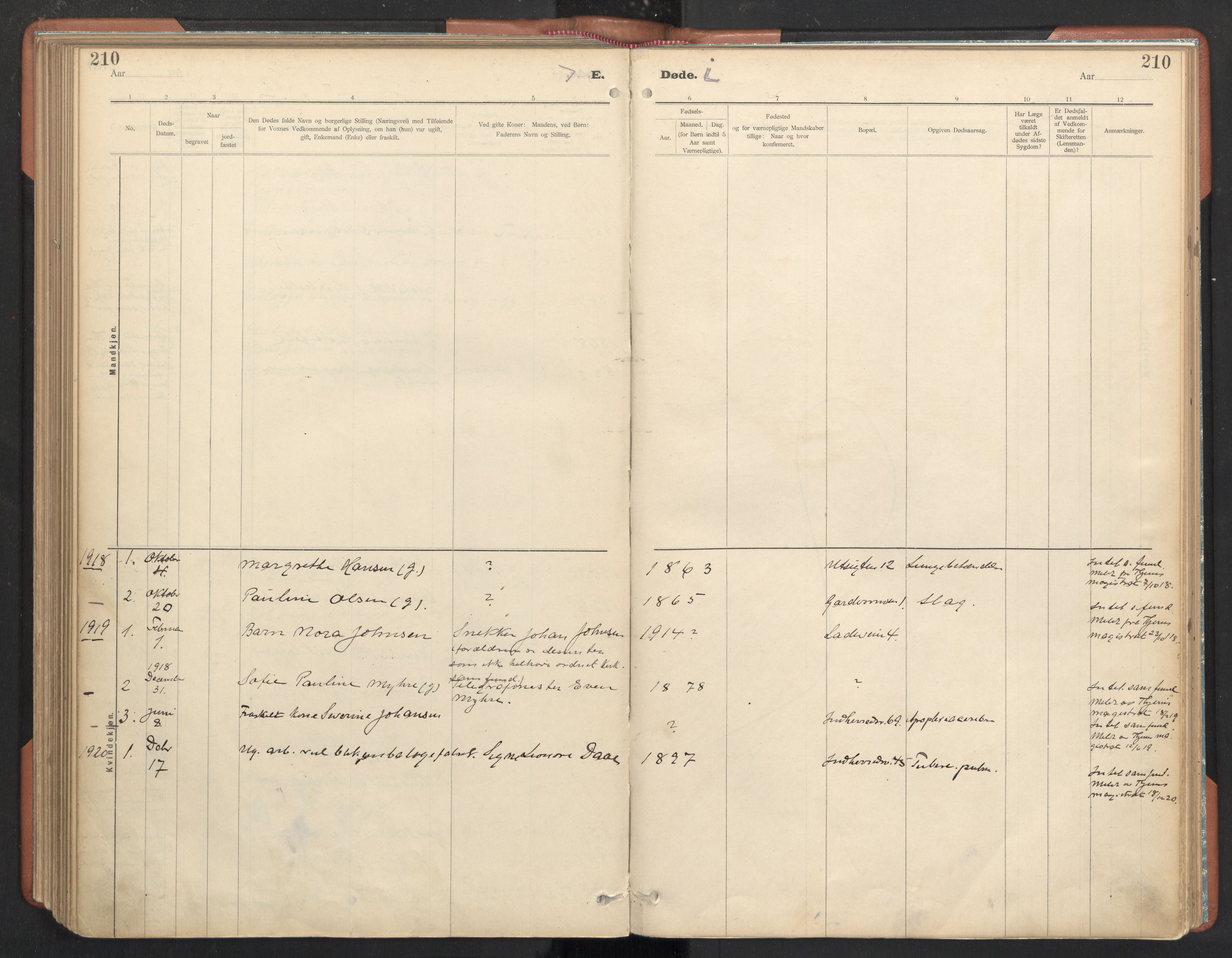 Ministerialprotokoller, klokkerbøker og fødselsregistre - Sør-Trøndelag, SAT/A-1456/605/L0244: Parish register (official) no. 605A06, 1908-1954, p. 210