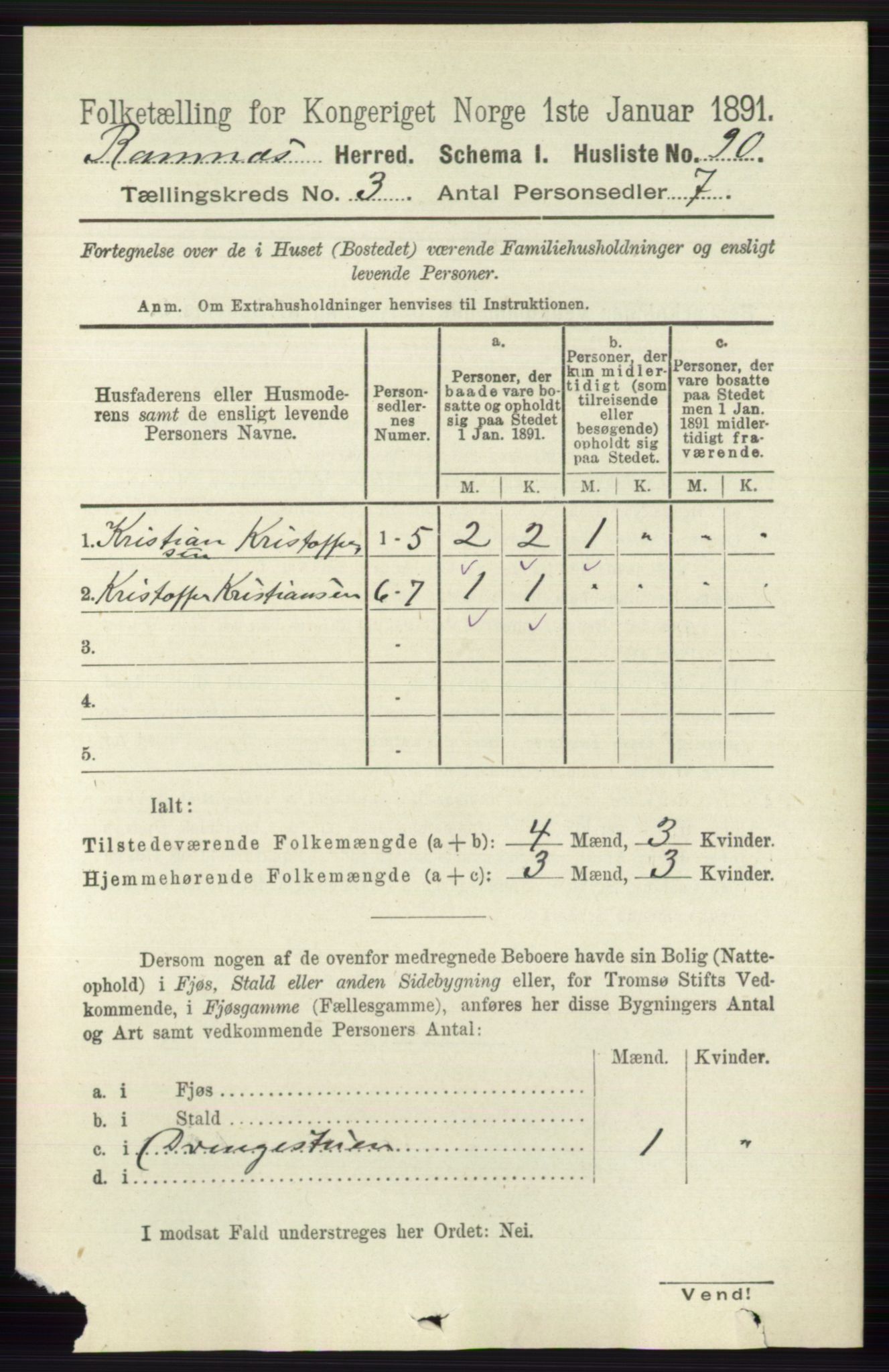 RA, 1891 census for 0718 Ramnes, 1891, p. 1293