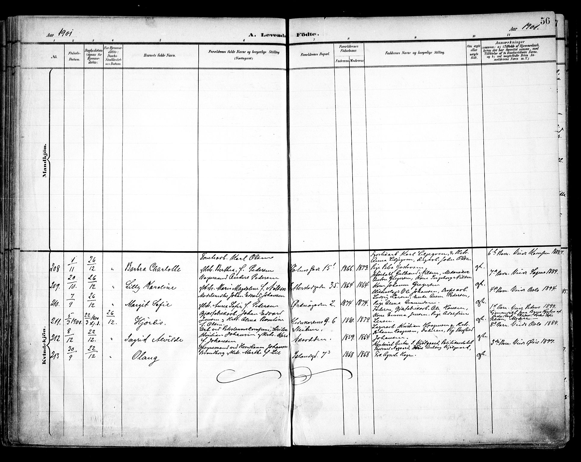 Vålerengen prestekontor Kirkebøker, AV/SAO-A-10878/F/Fa/L0001: Parish register (official) no. 1, 1899-1915, p. 56