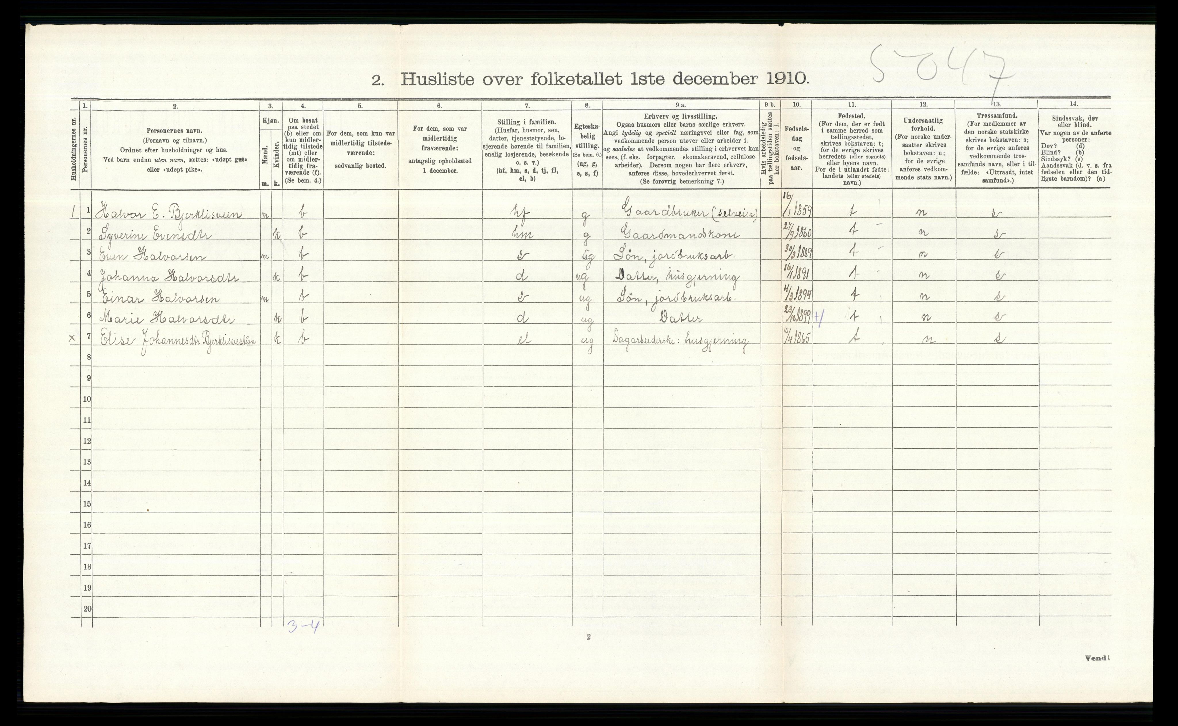 RA, 1910 census for Ringsaker, 1910, p. 1394