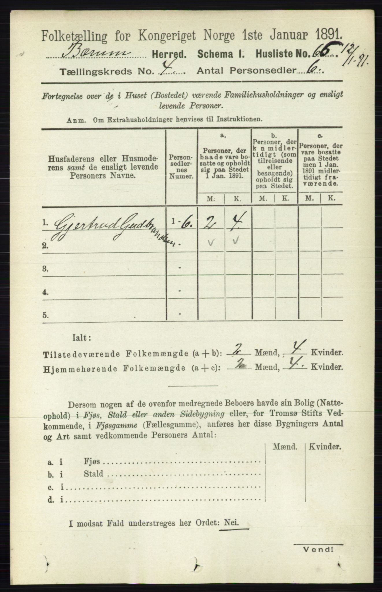 RA, 1891 census for 0219 Bærum, 1891, p. 2471