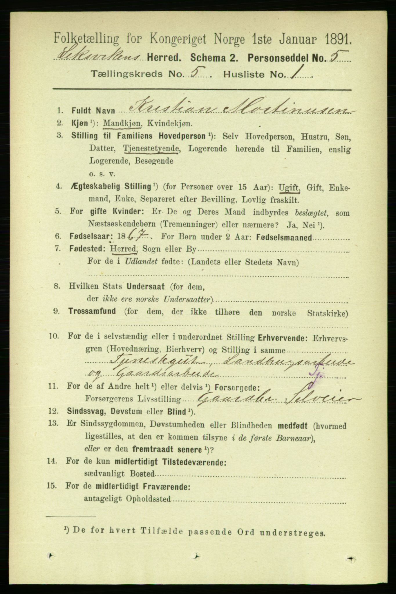 RA, 1891 census for 1718 Leksvik, 1891, p. 2540