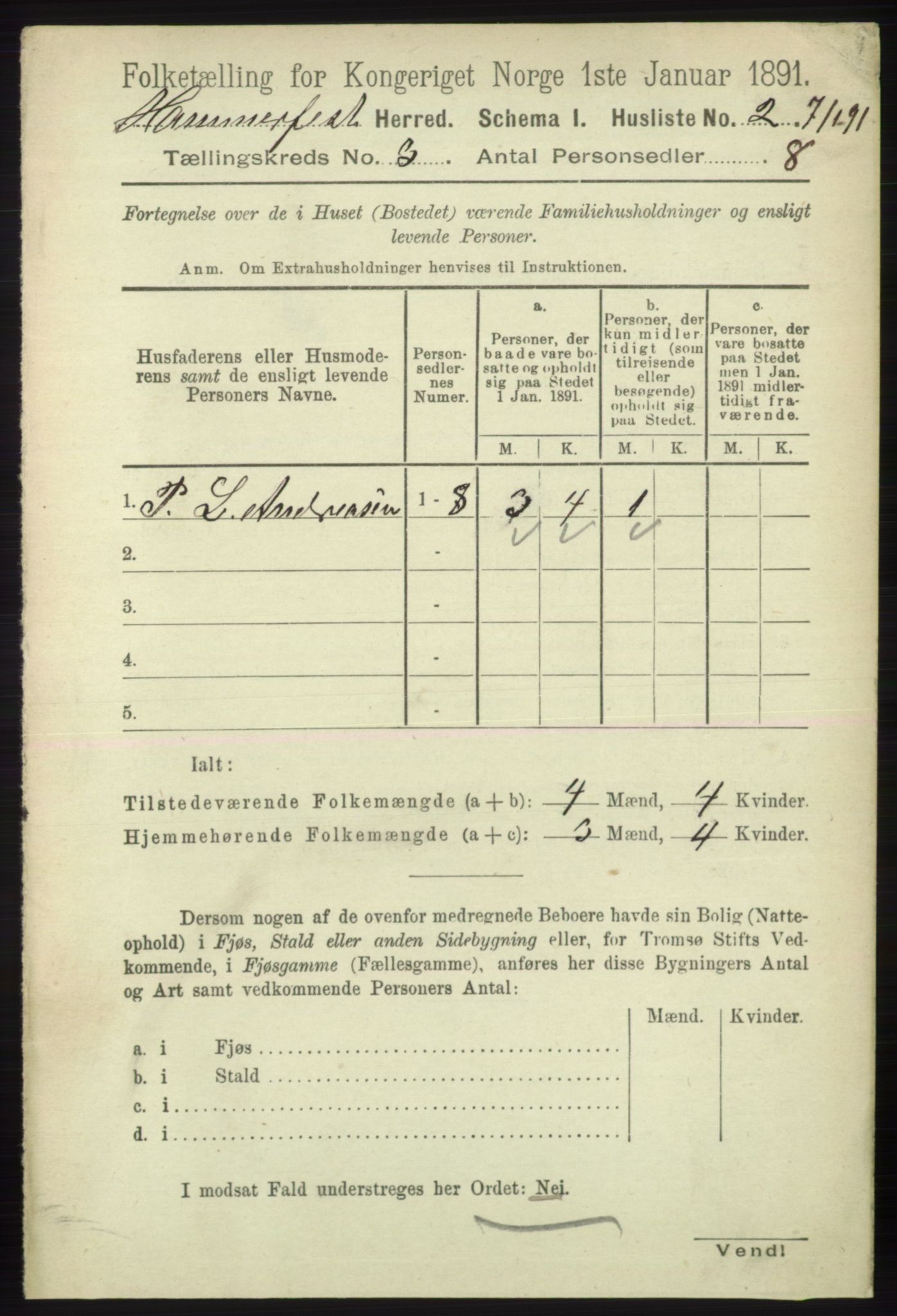 RA, 1891 census for 2016 Hammerfest, 1891, p. 991