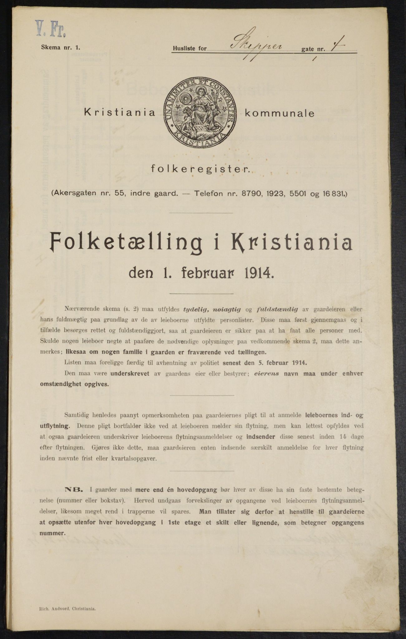 OBA, Municipal Census 1914 for Kristiania, 1914, p. 95347