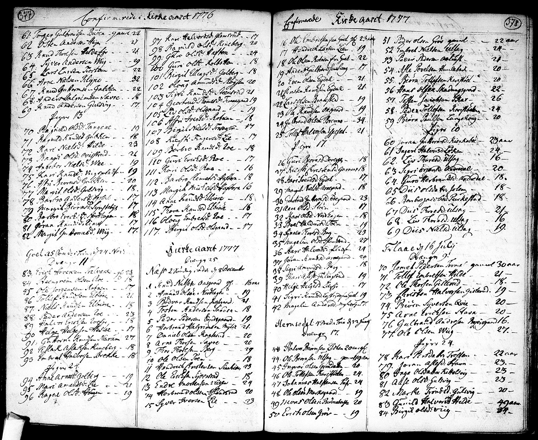 Nes kirkebøker, SAKO/A-236/F/Fa/L0004: Parish register (official) no. 4, 1764-1786, p. 377-378