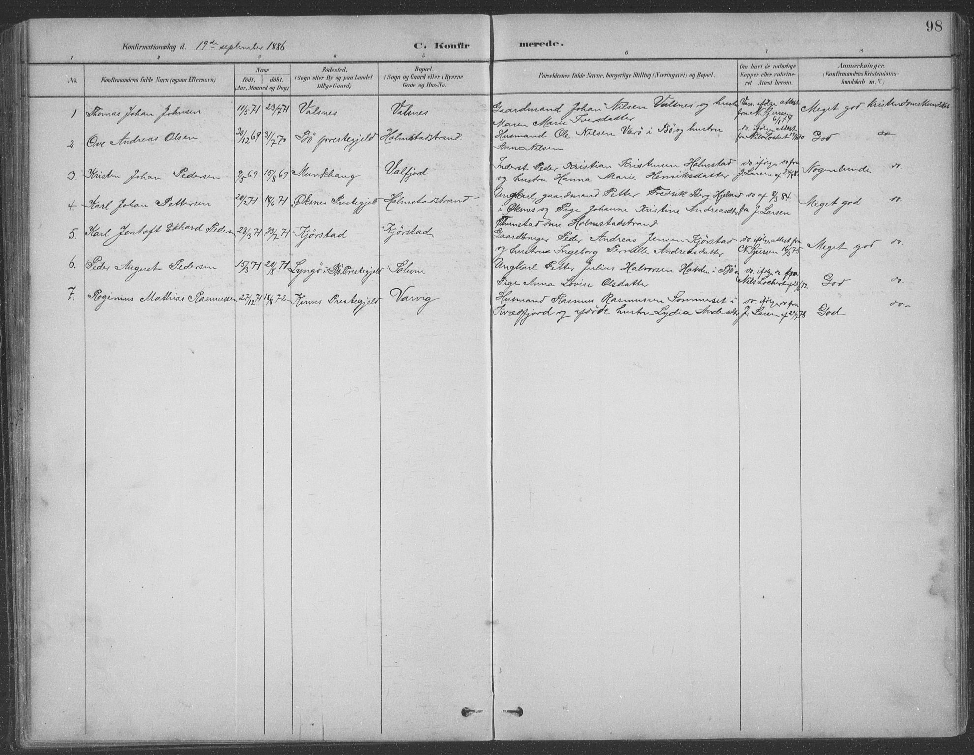 Ministerialprotokoller, klokkerbøker og fødselsregistre - Nordland, AV/SAT-A-1459/890/L1290: Parish register (copy) no. 890C01, 1882-1911, p. 98