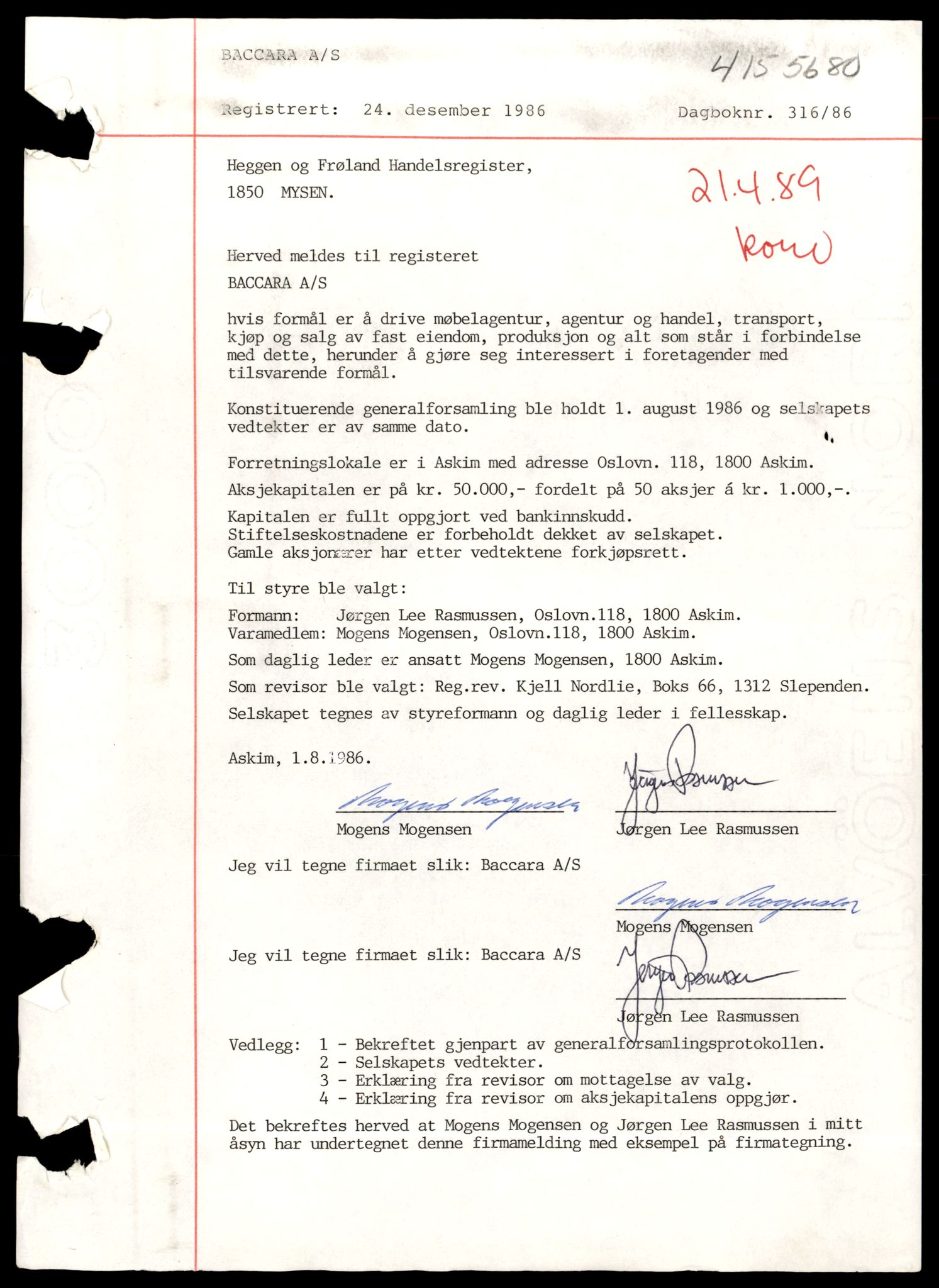 Heggen og Frøland tingrett, AV/SAT-A-10208/K/Ka/Kab/L0005: Aksjeselskap, B – H, 1944-1990, p. 1