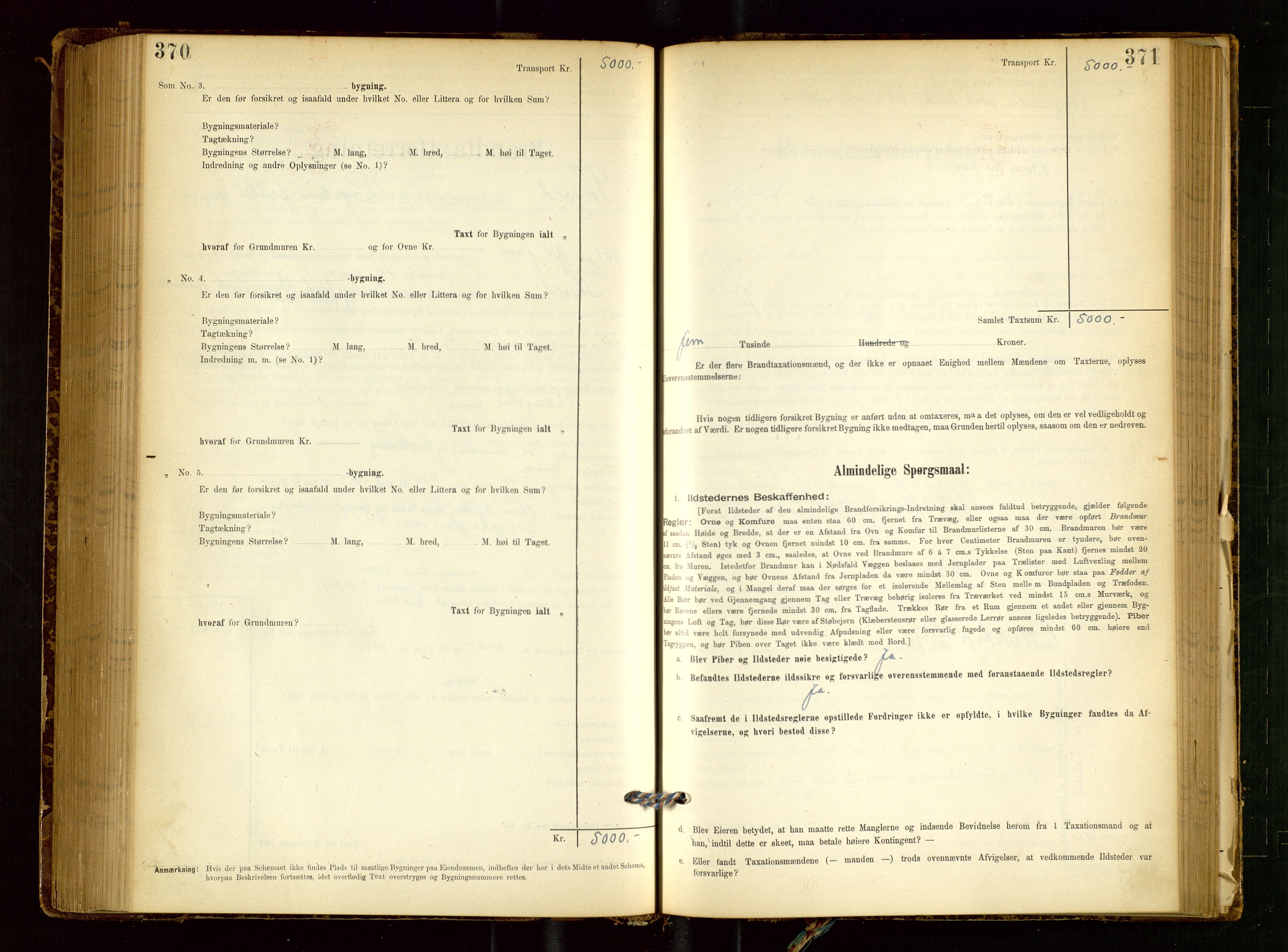 Skjold lensmannskontor, SAST/A-100182/Gob/L0001: "Brandtaxationsprotokol for Skjold Lensmandsdistrikt Ryfylke Fogderi", 1894-1939, p. 370-371