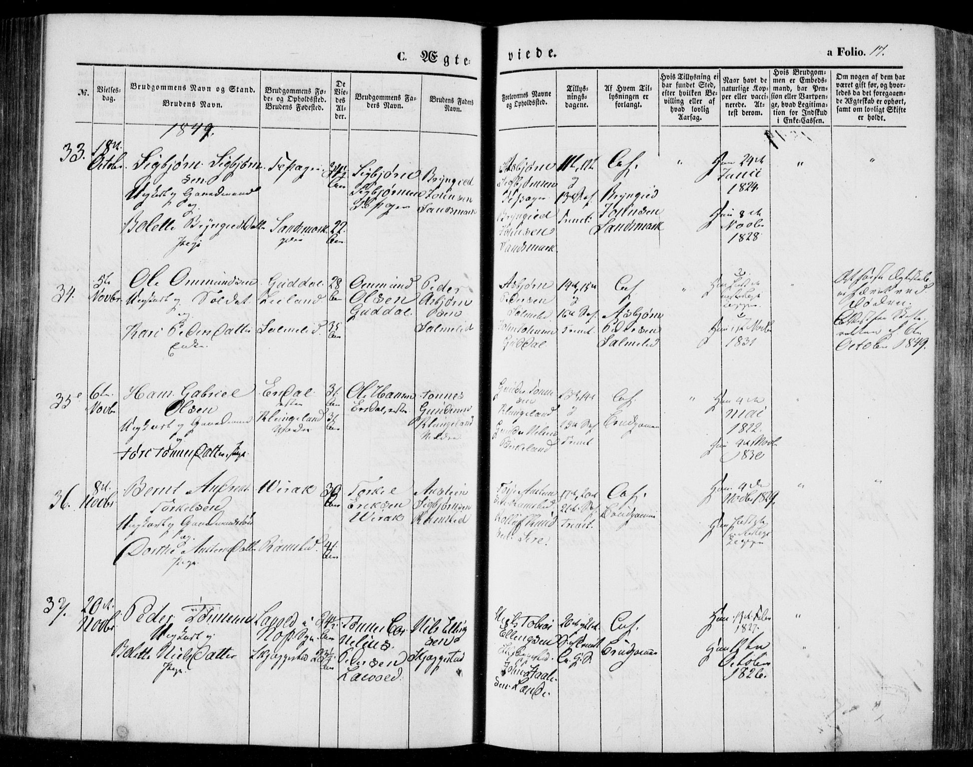 Bakke sokneprestkontor, AV/SAK-1111-0002/F/Fa/Faa/L0005: Parish register (official) no. A 5, 1847-1855, p. 17