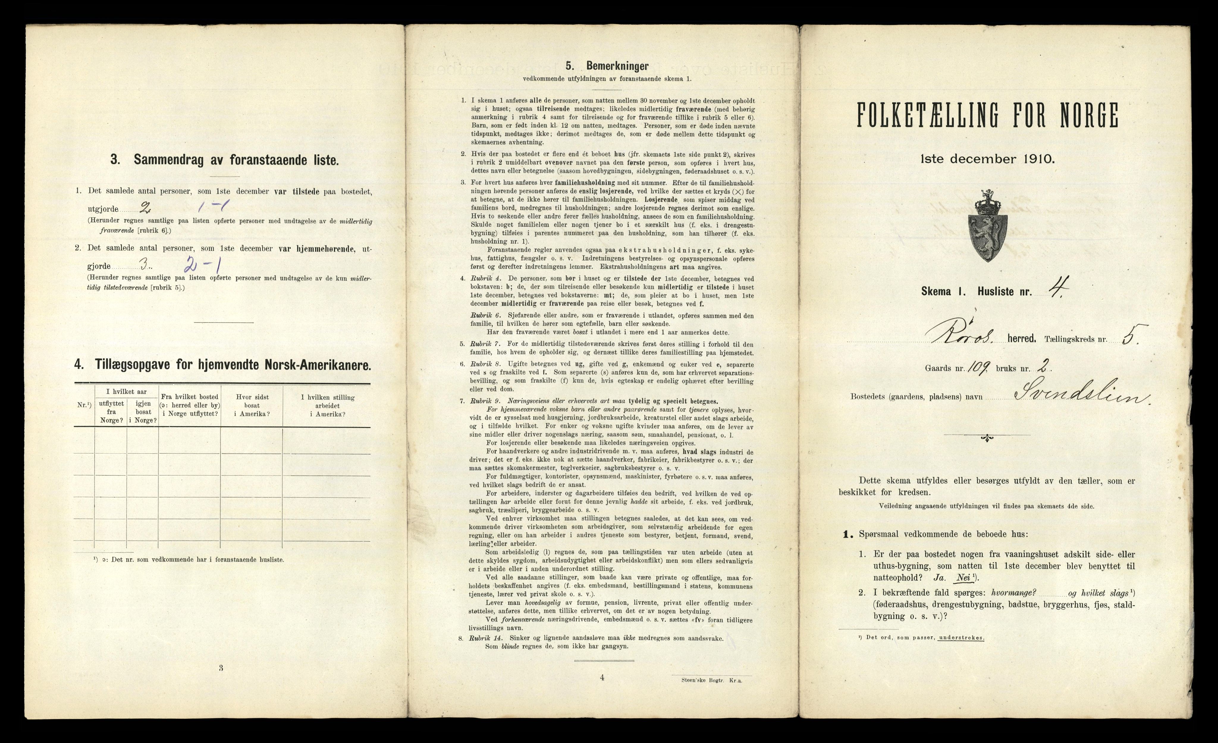 RA, 1910 census for Røros, 1910, p. 599