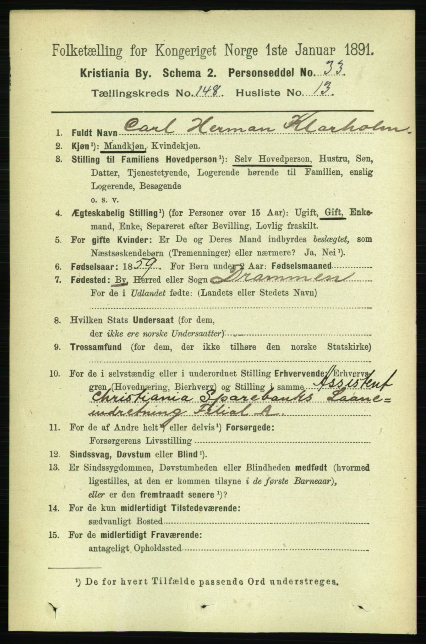 RA, 1891 census for 0301 Kristiania, 1891, p. 82439