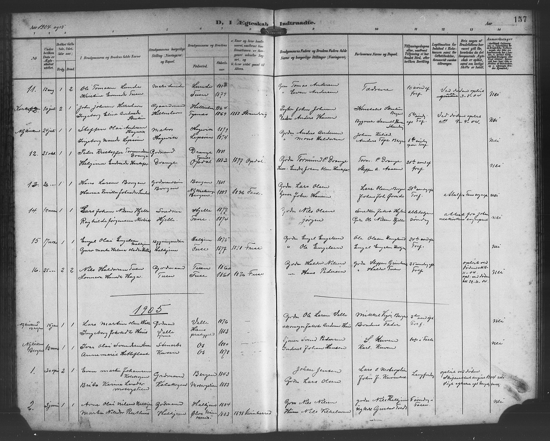 Os sokneprestembete, AV/SAB-A-99929: Parish register (copy) no. A 3, 1897-1913, p. 157