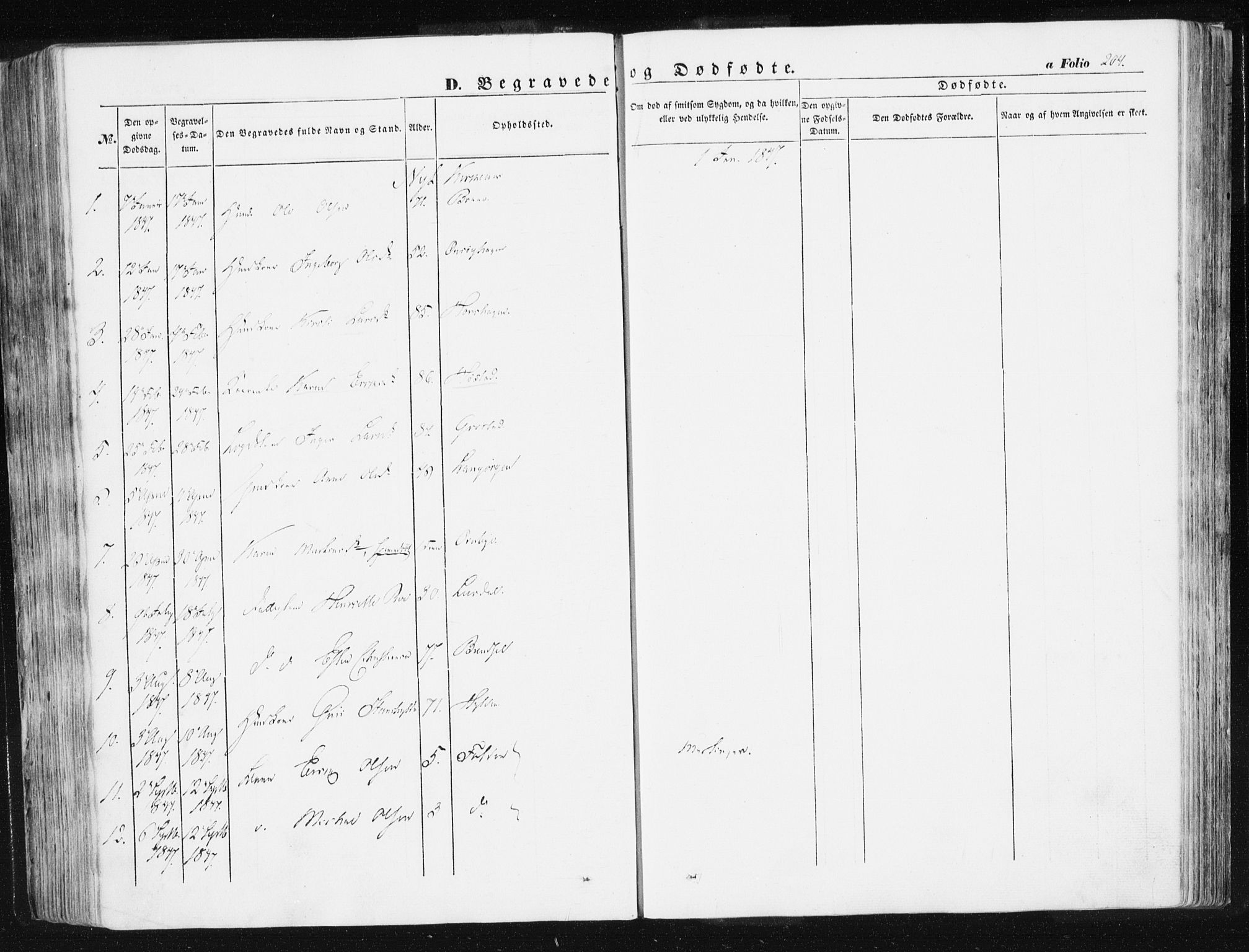 Ministerialprotokoller, klokkerbøker og fødselsregistre - Sør-Trøndelag, SAT/A-1456/612/L0376: Parish register (official) no. 612A08, 1846-1859, p. 204