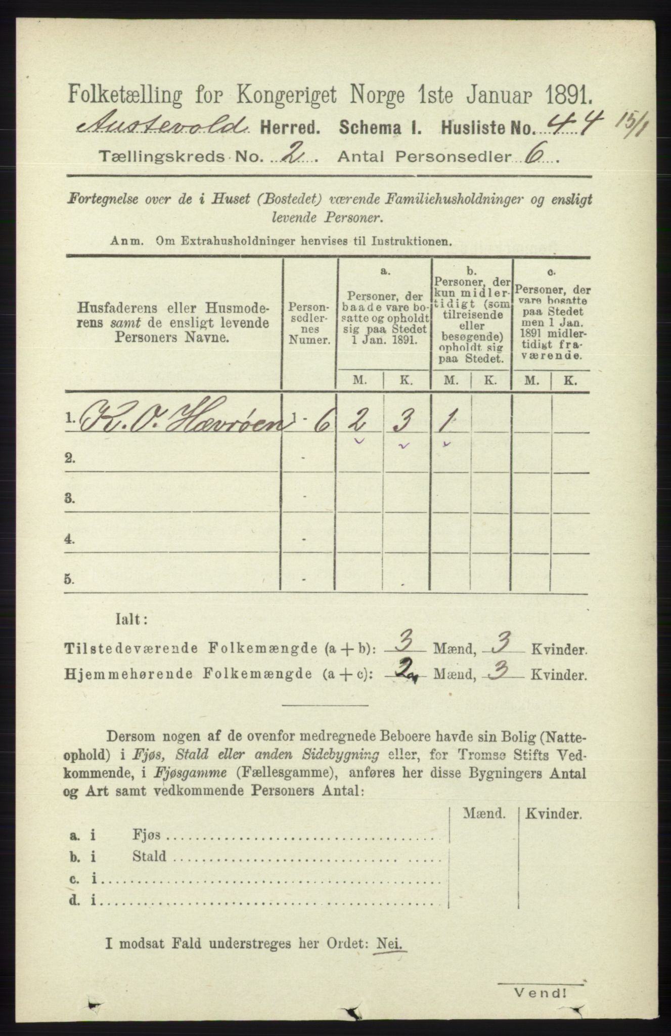 RA, 1891 census for 1244 Austevoll, 1891, p. 609