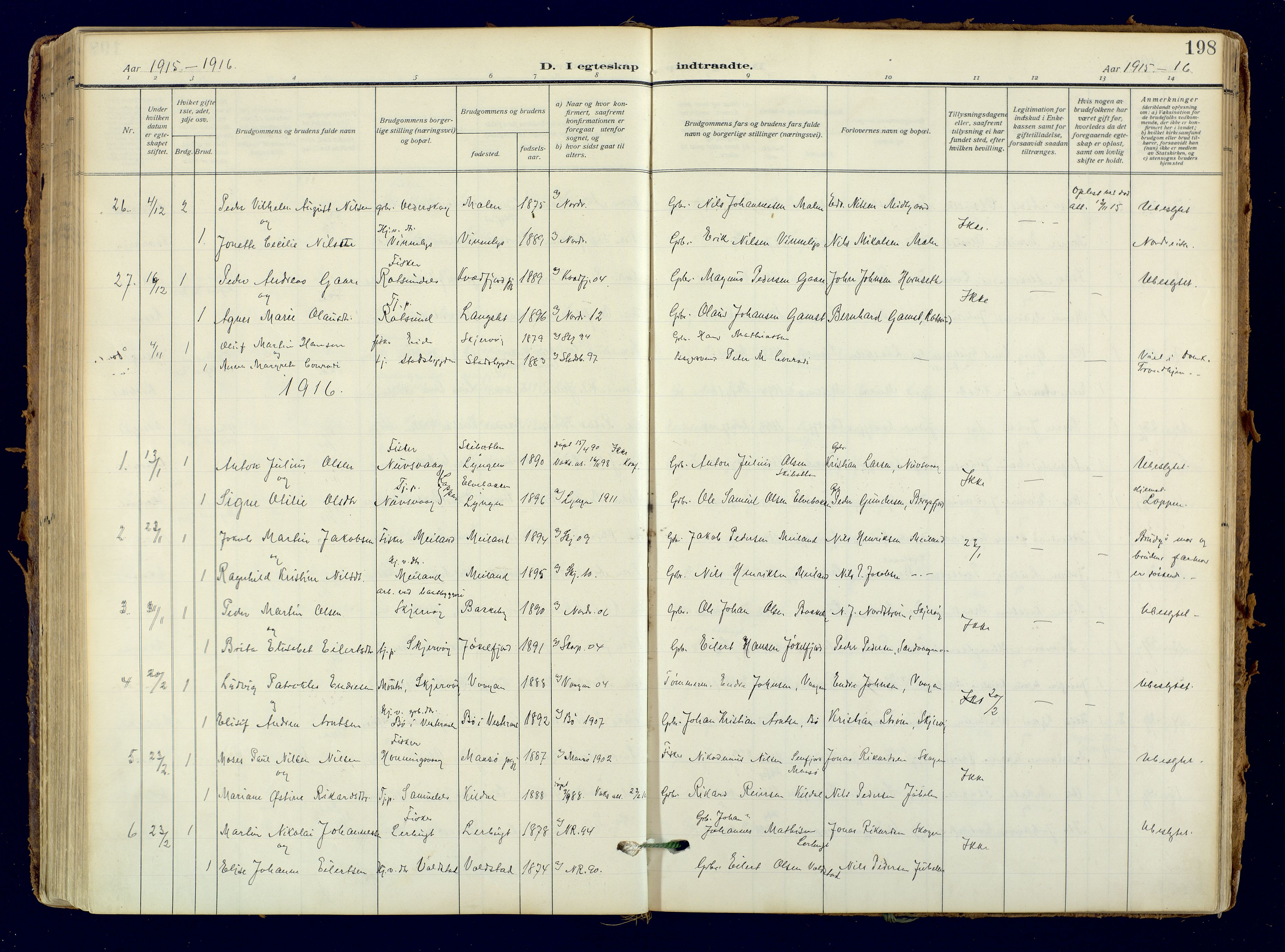 Skjervøy sokneprestkontor, AV/SATØ-S-1300/H/Ha/Haa: Parish register (official) no. 18, 1910-1926, p. 198