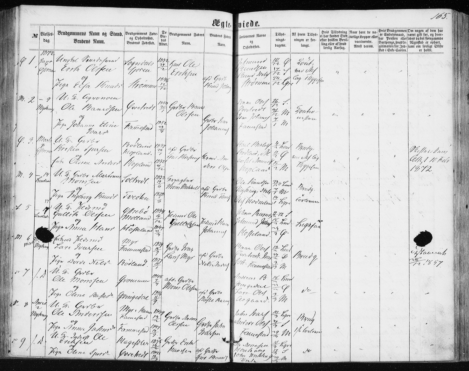 Lindås Sokneprestembete, SAB/A-76701/H/Haa: Parish register (official) no. A 16, 1863-1875, p. 165