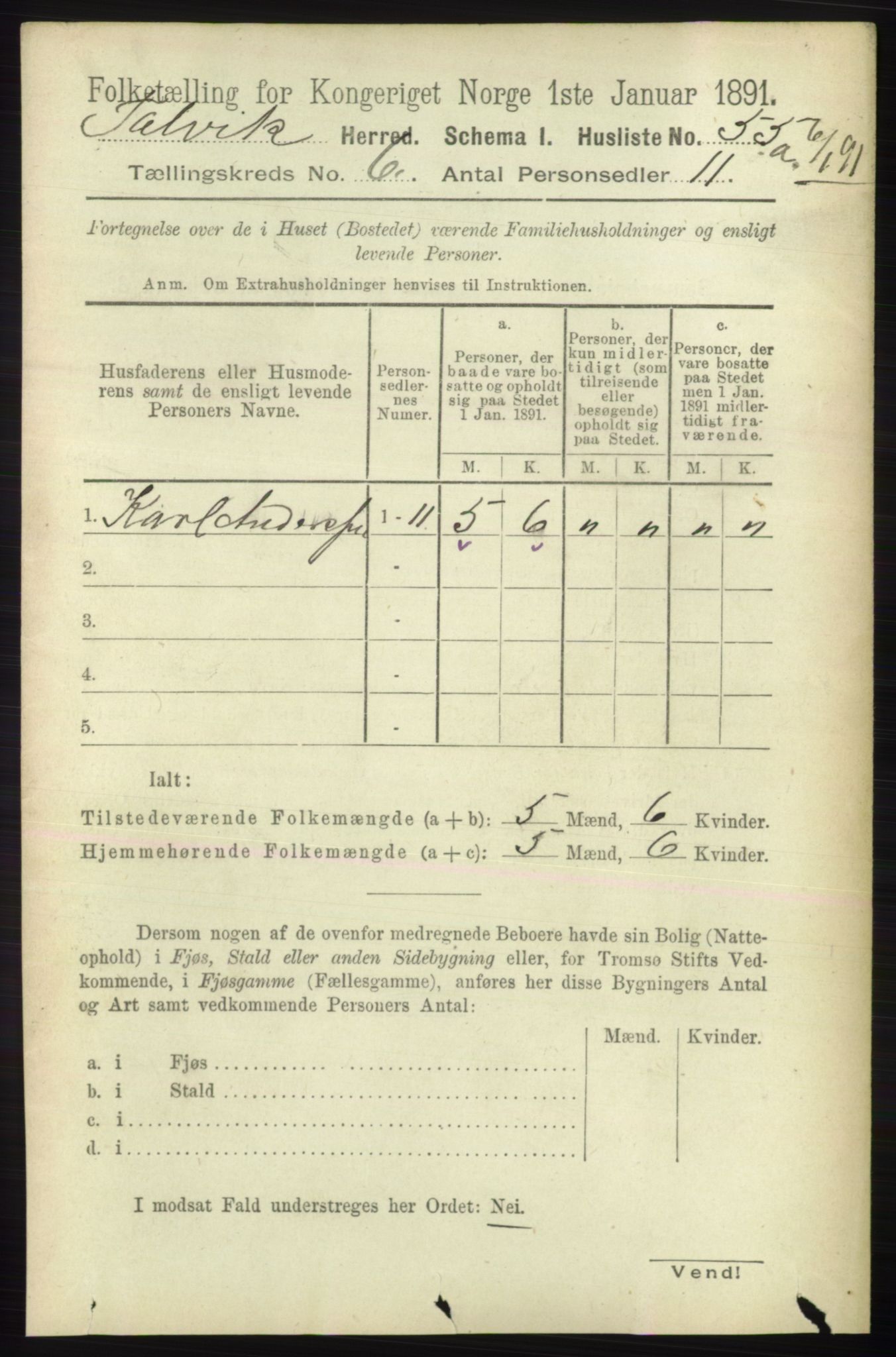 RA, 1891 census for 2013 Talvik, 1891, p. 1611