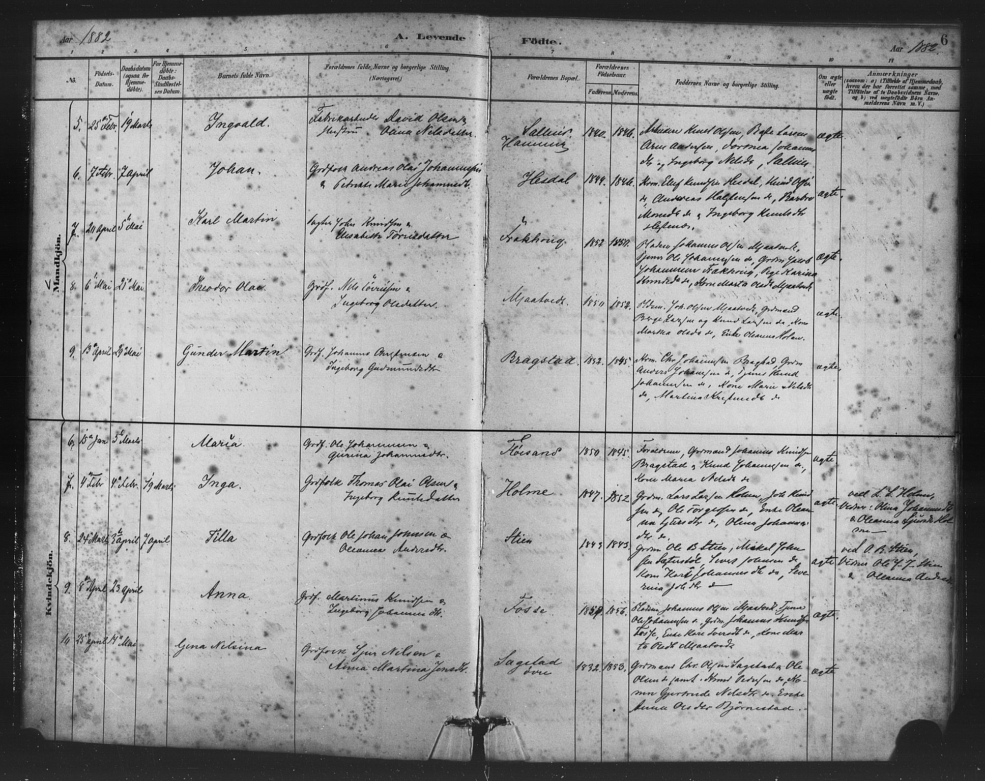 Alversund Sokneprestembete, AV/SAB-A-73901/H/Ha/Haa/Haac/L0001: Parish register (official) no. C 1, 1882-1900, p. 6