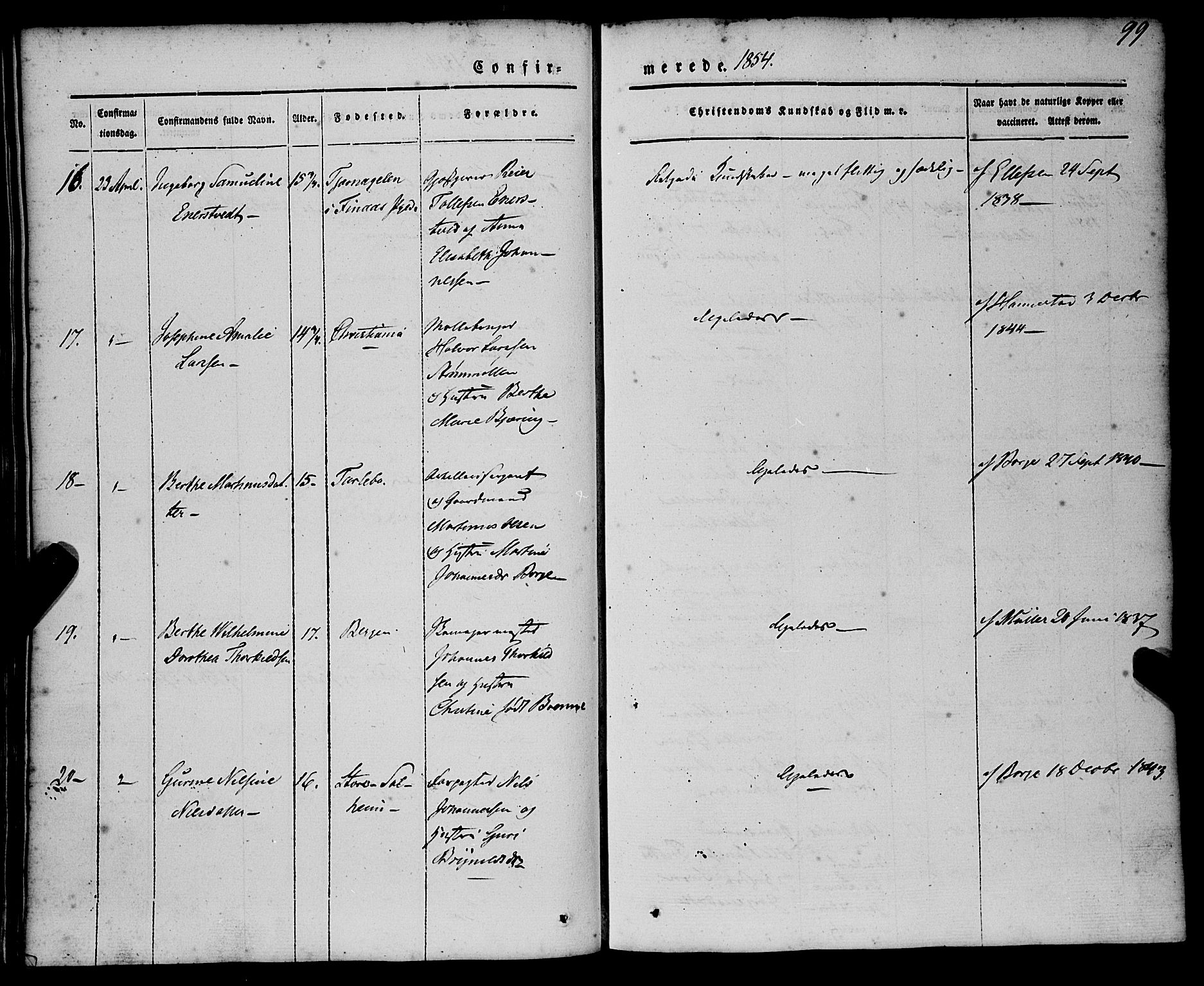 St. Jørgens hospital og Årstad sokneprestembete, SAB/A-99934: Parish register (official) no. A 4, 1844-1863, p. 99