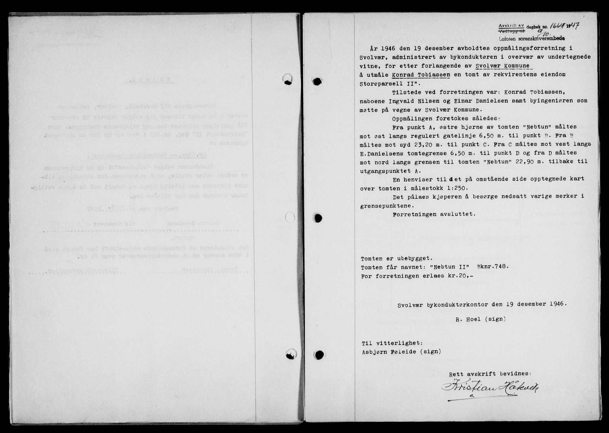 Lofoten sorenskriveri, SAT/A-0017/1/2/2C/L0017a: Mortgage book no. 17a, 1947-1948, Diary no: : 1664/1947