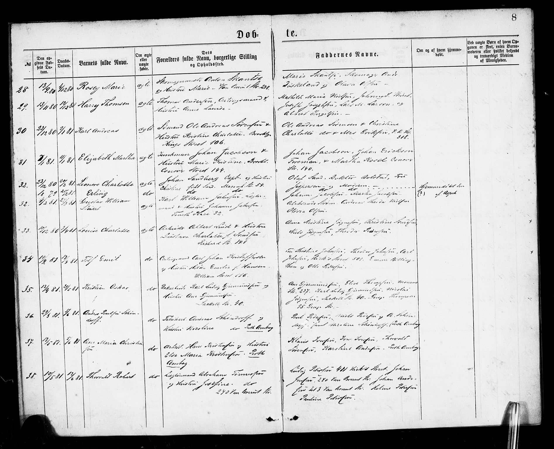 Den norske sjømannsmisjon i utlandet/New York, SAB/SAB/PA-0110/H/Ha/L0001: Parish register (official) no. A 1, 1878-1885, p. 8