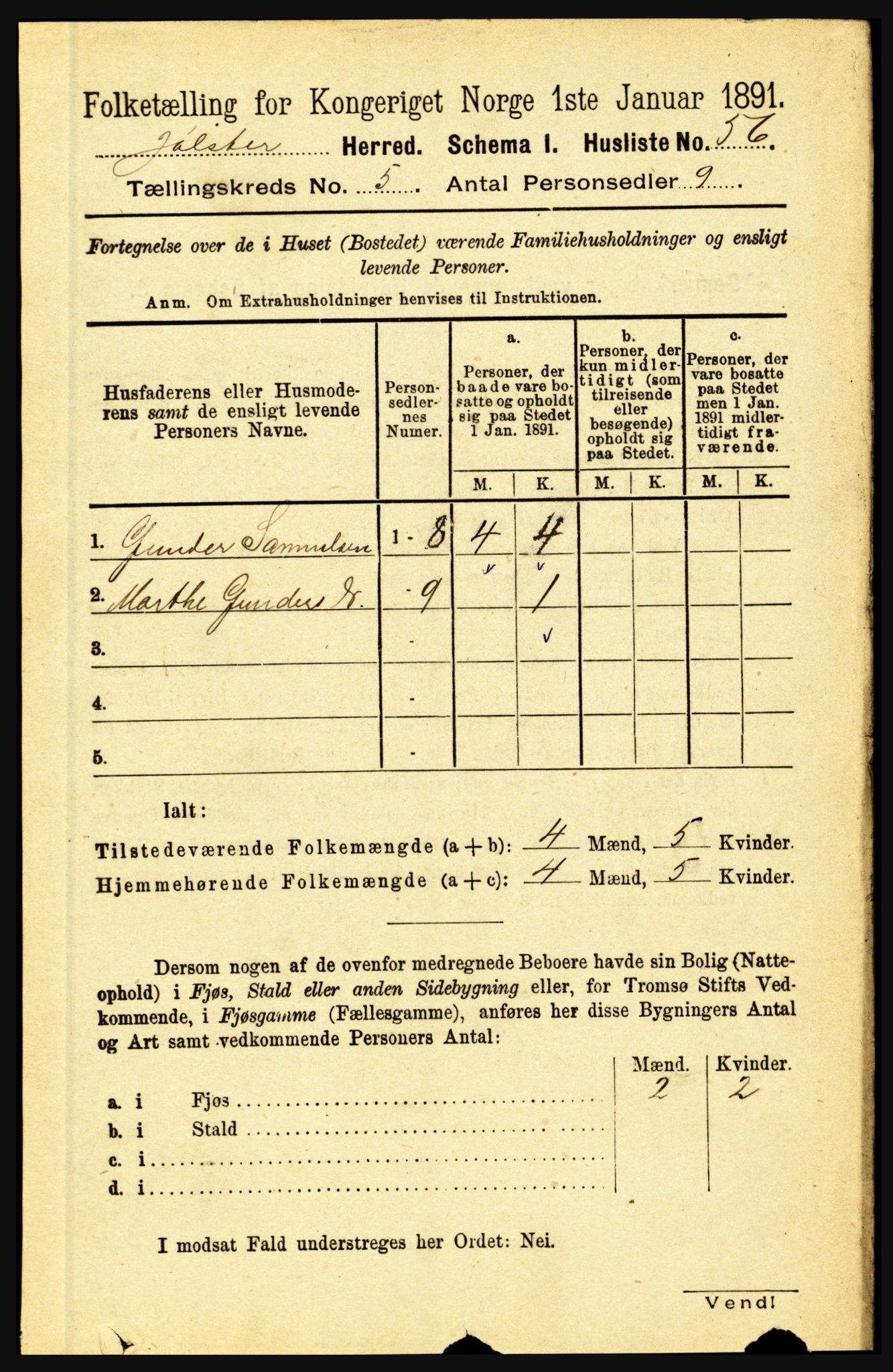 RA, 1891 census for 1431 Jølster, 1891, p. 1776