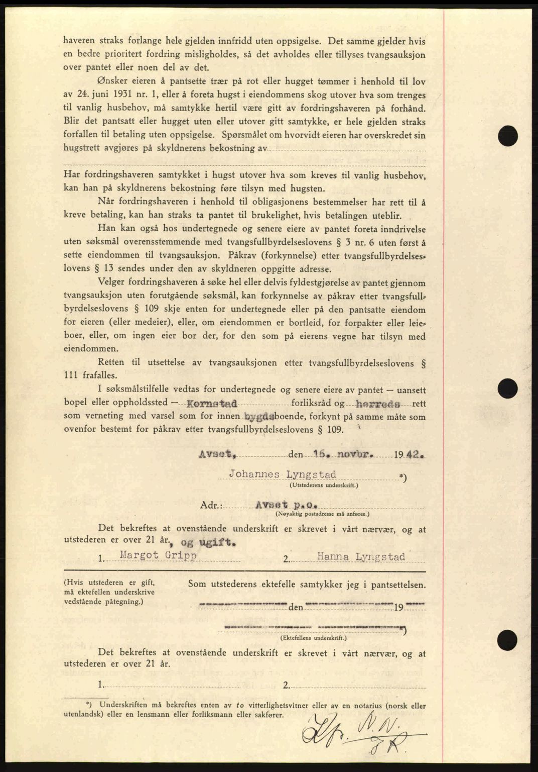 Nordmøre sorenskriveri, AV/SAT-A-4132/1/2/2Ca: Mortgage book no. B90, 1942-1943, Diary no: : 3200/1942