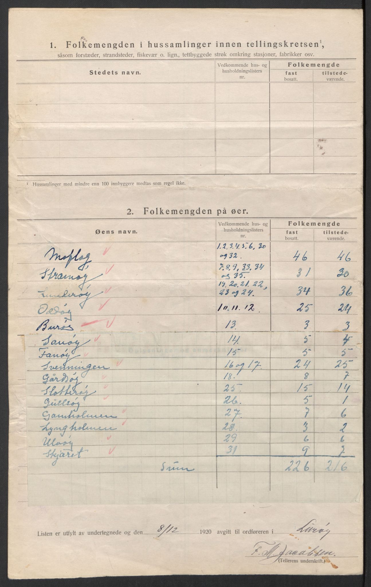 SAT, 1920 census for Lurøy, 1920, p. 13