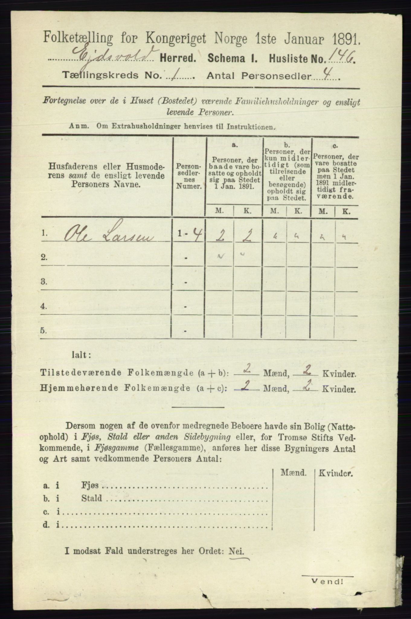 RA, 1891 census for 0237 Eidsvoll, 1891, p. 193