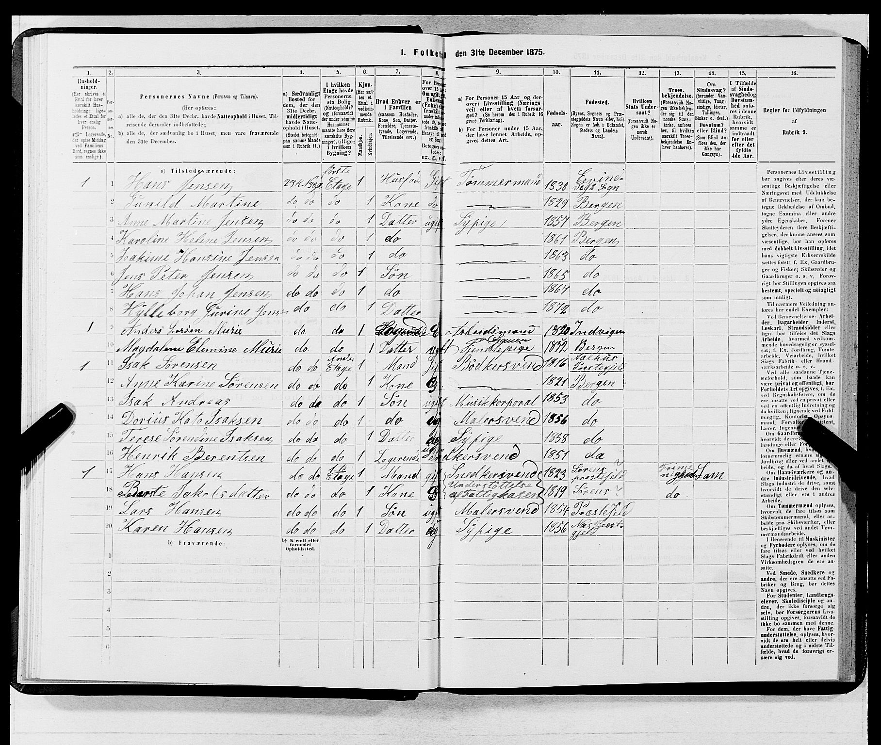 SAB, 1875 census for 1301 Bergen, 1875, p. 5274