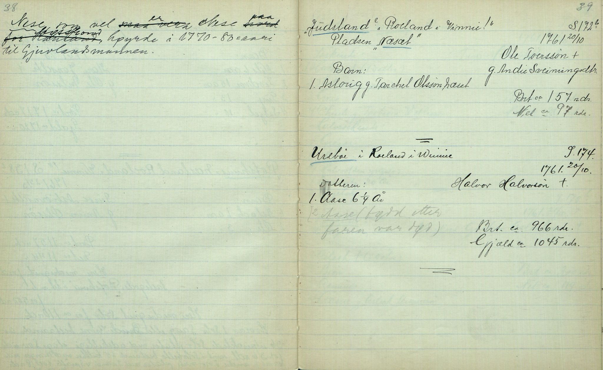 Rikard Berge, TEMU/TGM-A-1003/F/L0012/0012: 400-450 / 411 Vinje 1753-73 Skifte. R. Berge, 1917, p. 38-39