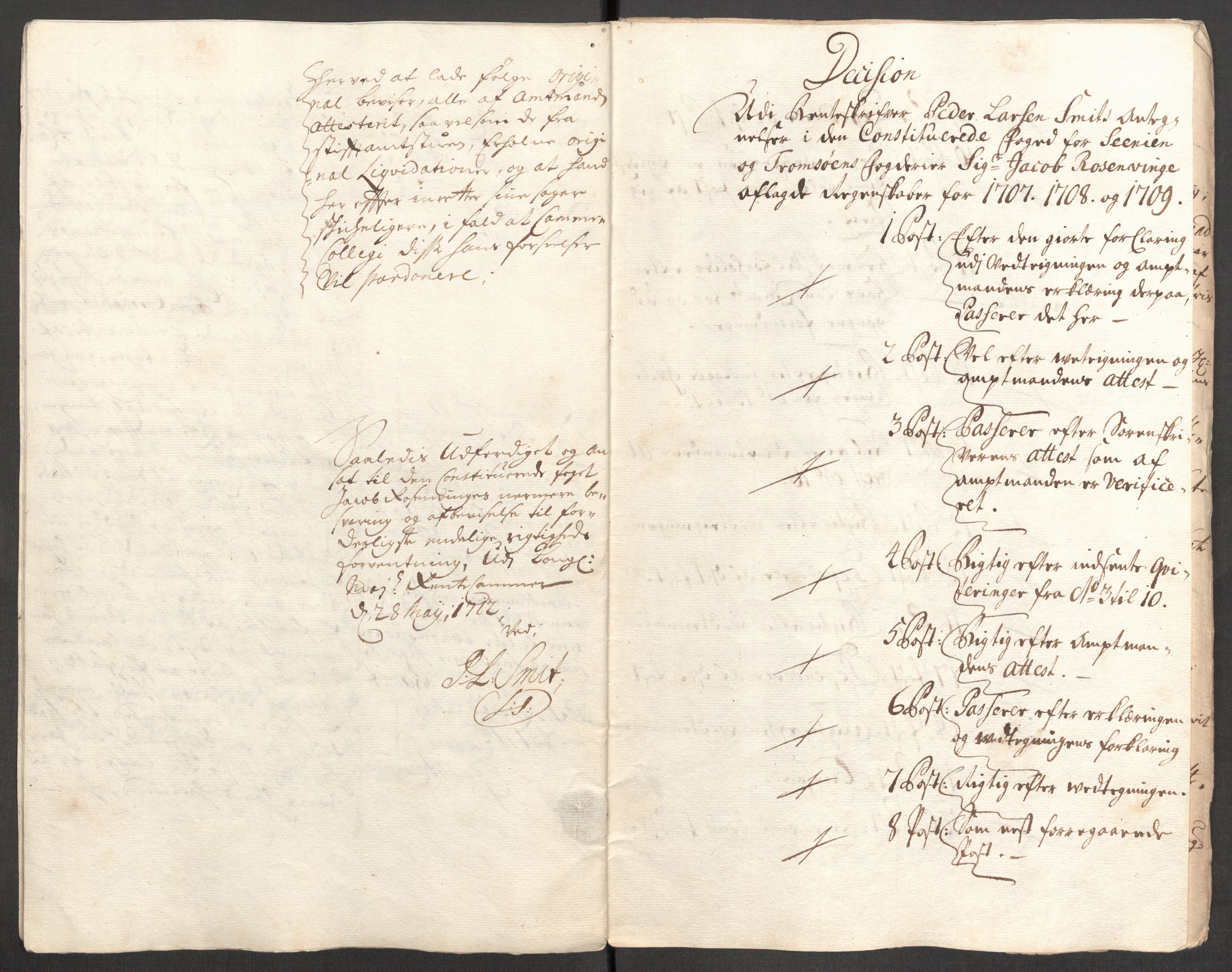 Rentekammeret inntil 1814, Reviderte regnskaper, Fogderegnskap, AV/RA-EA-4092/R68/L4757: Fogderegnskap Senja og Troms, 1708-1710, p. 88