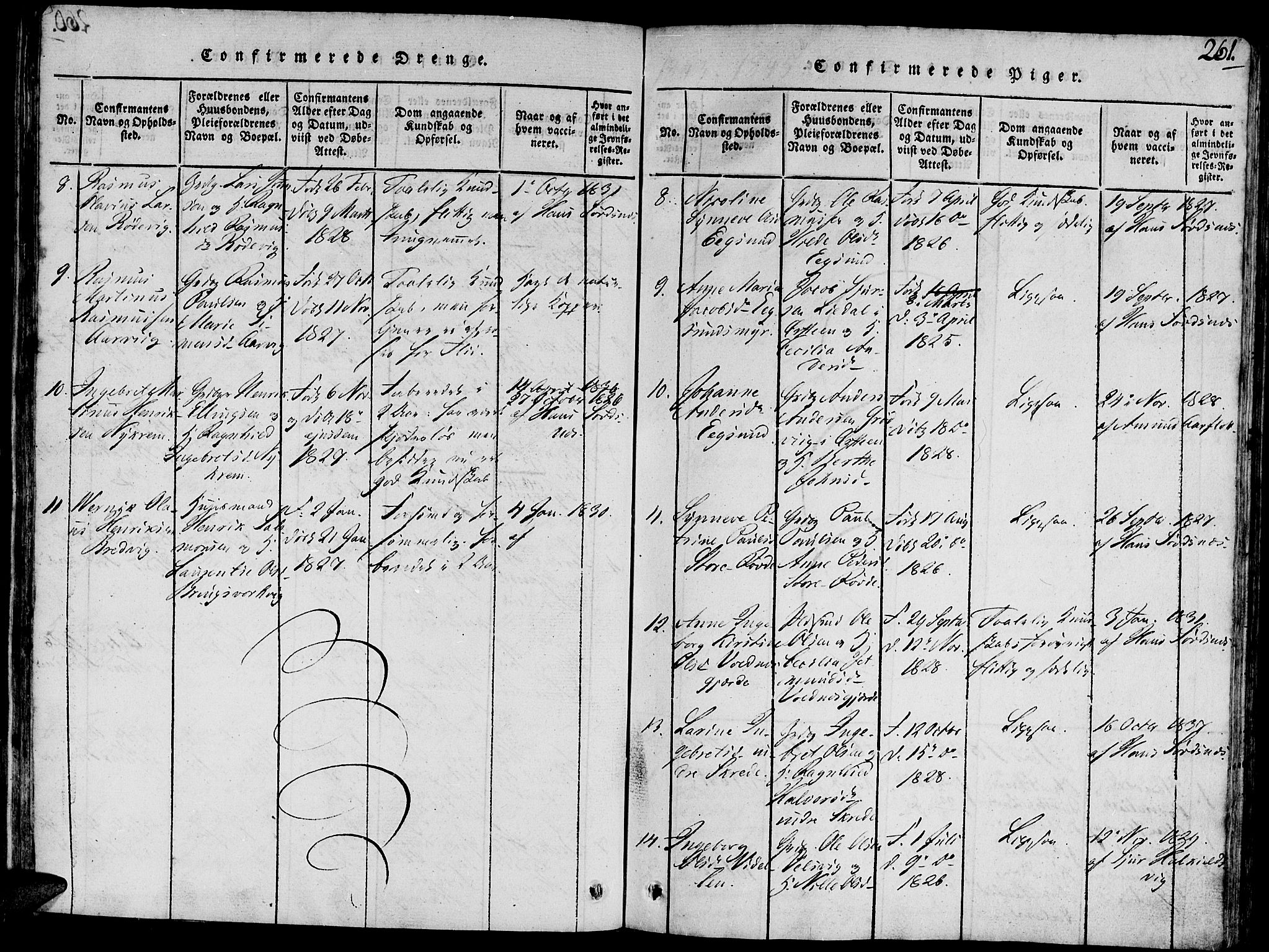 Ministerialprotokoller, klokkerbøker og fødselsregistre - Møre og Romsdal, SAT/A-1454/504/L0054: Parish register (official) no. 504A01, 1816-1861, p. 261