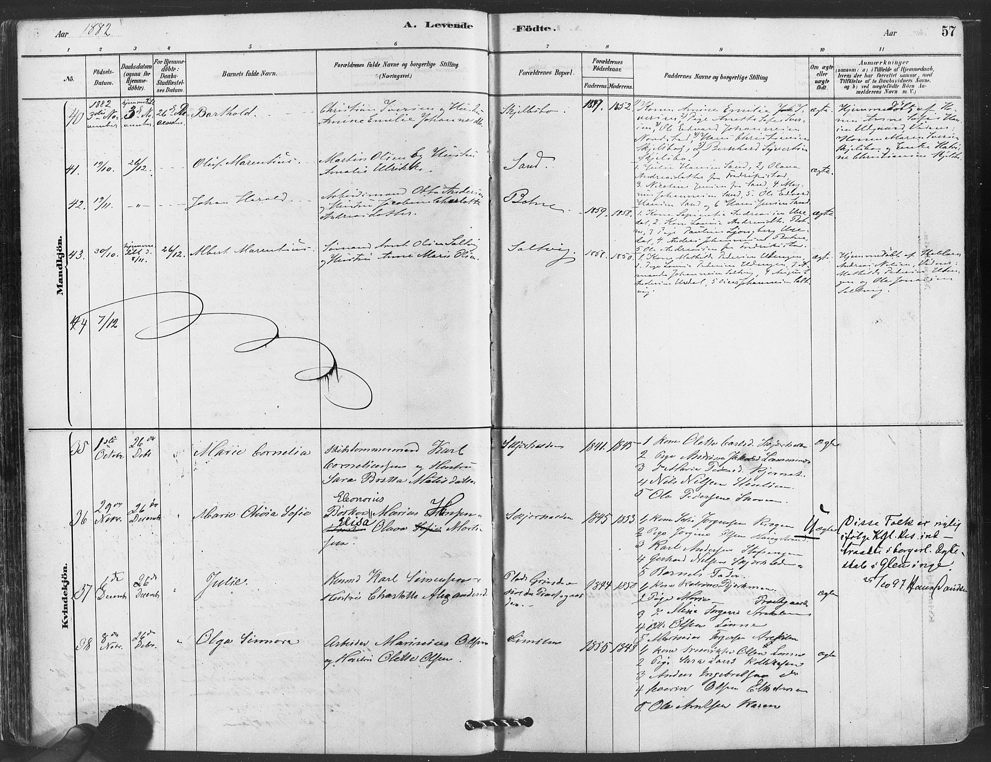 Hvaler prestekontor Kirkebøker, AV/SAO-A-2001/F/Fa/L0008: Parish register (official) no. I 8, 1878-1895, p. 57