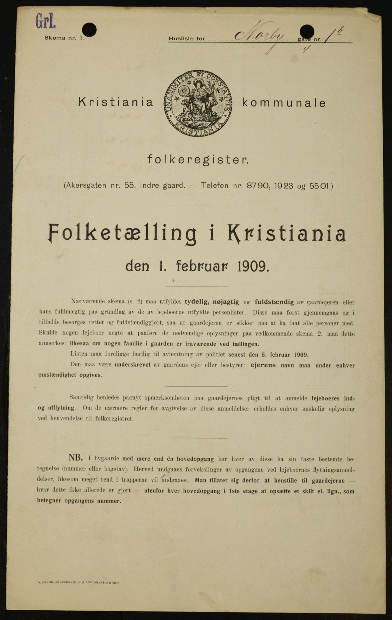 OBA, Municipal Census 1909 for Kristiania, 1909, p. 64642