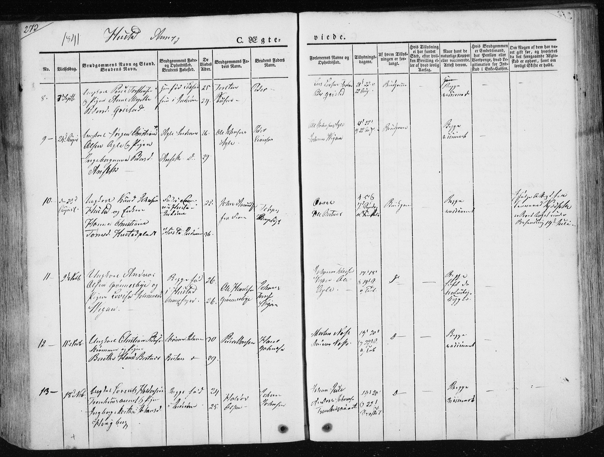Ministerialprotokoller, klokkerbøker og fødselsregistre - Nord-Trøndelag, SAT/A-1458/730/L0280: Parish register (official) no. 730A07 /3, 1840-1854, p. 273
