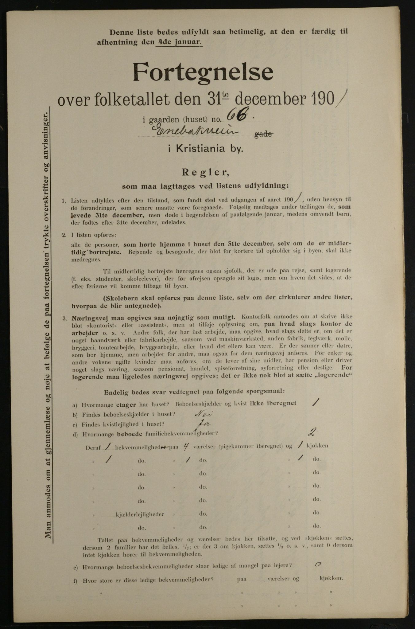 OBA, Municipal Census 1901 for Kristiania, 1901, p. 3443