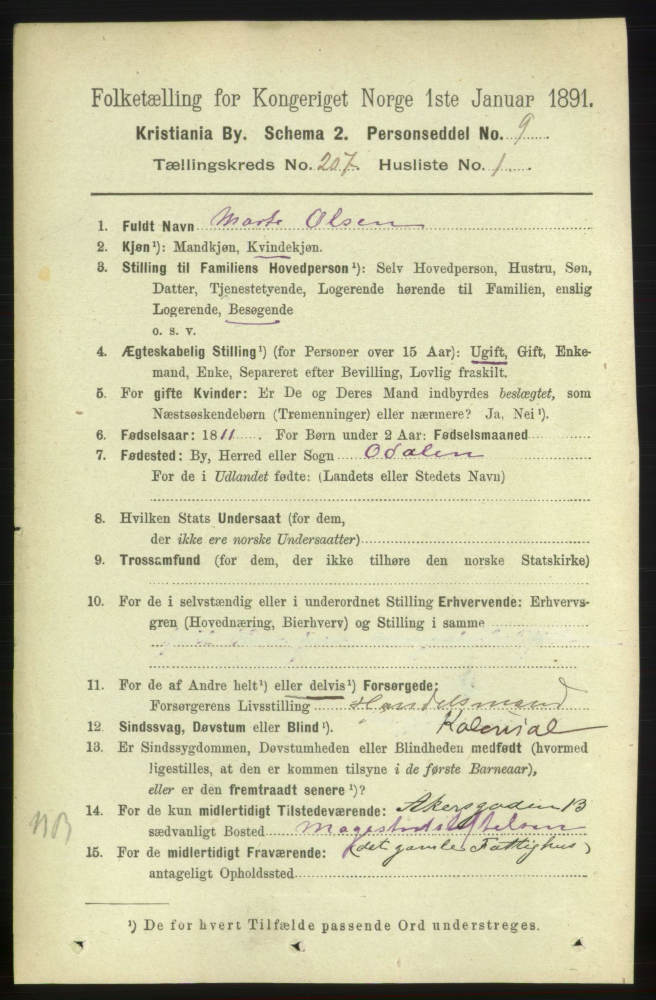 RA, 1891 census for 0301 Kristiania, 1891, p. 124281