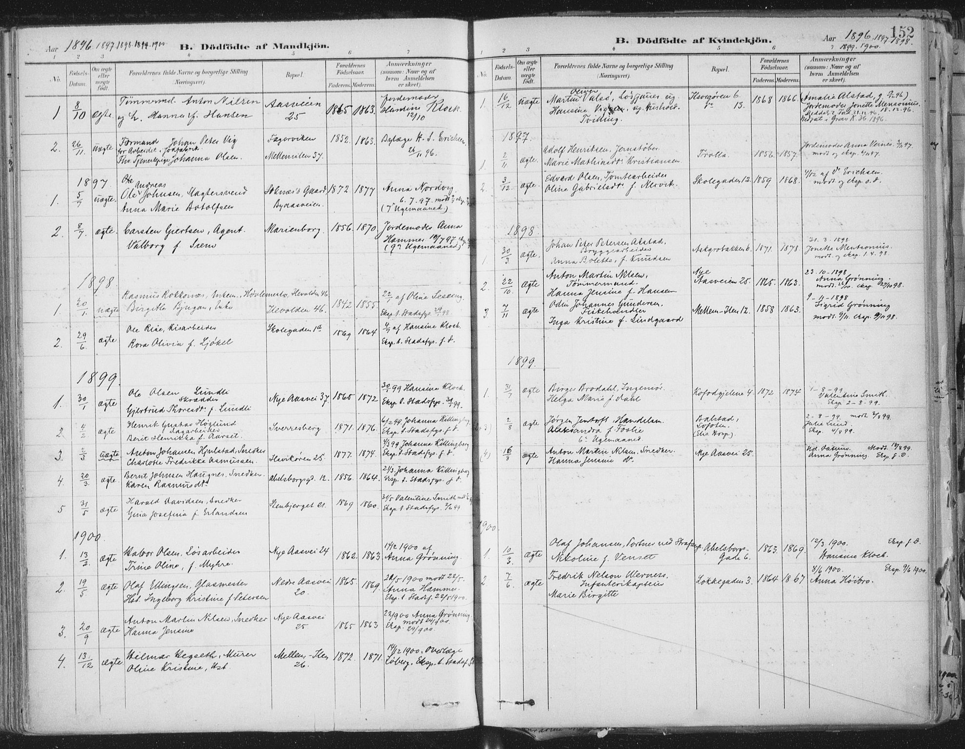 Ministerialprotokoller, klokkerbøker og fødselsregistre - Sør-Trøndelag, SAT/A-1456/603/L0167: Parish register (official) no. 603A06, 1896-1932, p. 152