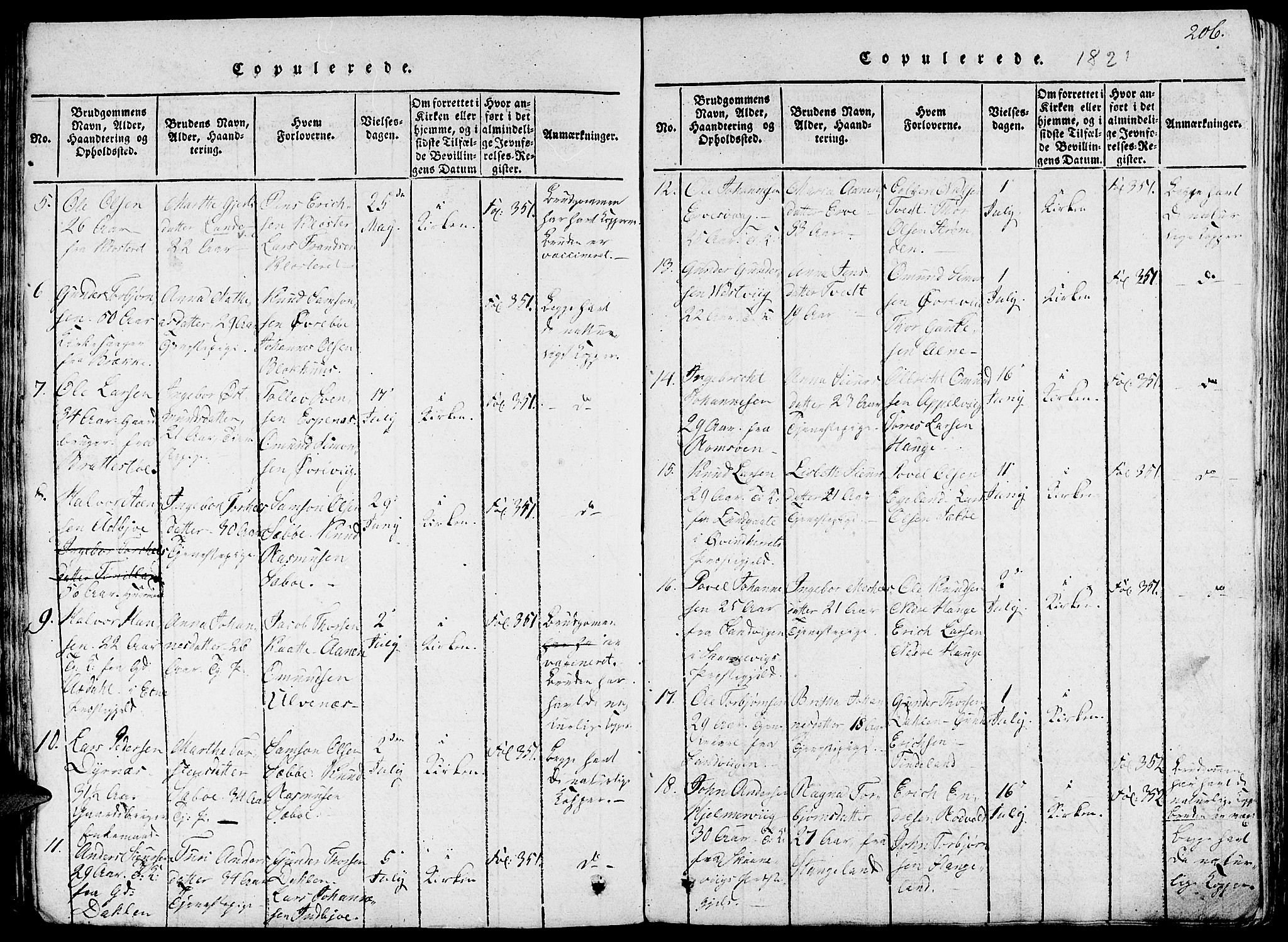 Fjelberg sokneprestembete, SAB/A-75201/H/Haa: Parish register (official) no. A 4, 1816-1822, p. 206