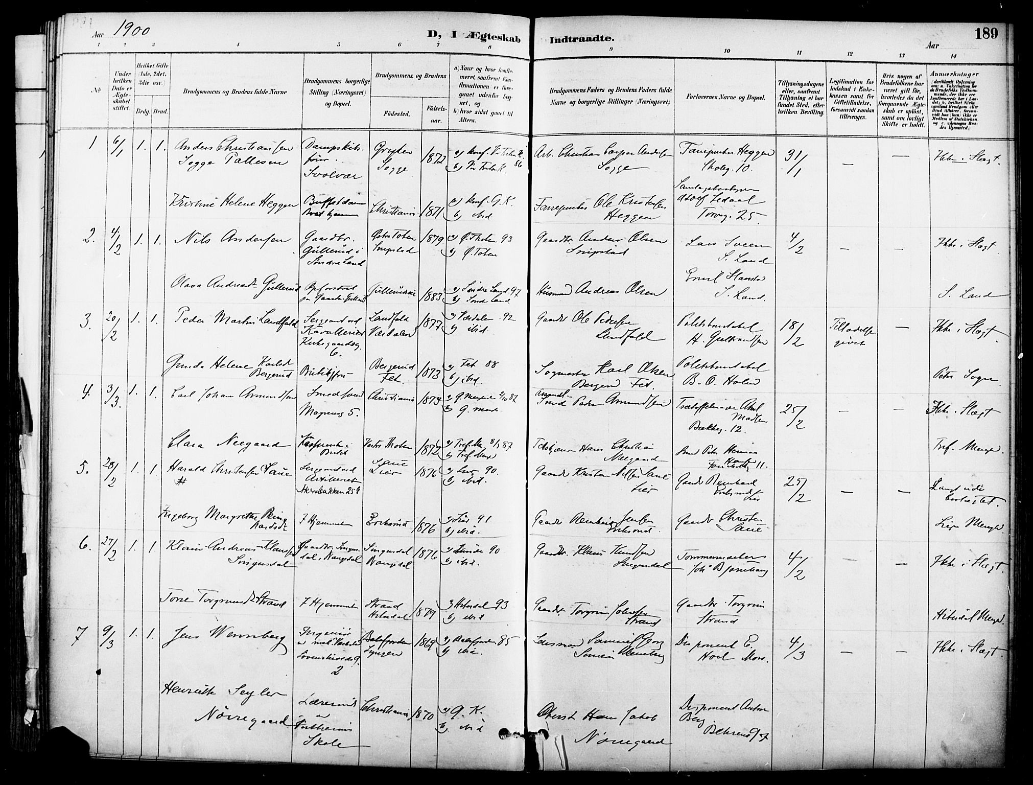 Garnisonsmenigheten Kirkebøker, SAO/A-10846/F/Fa/L0013: Parish register (official) no. 13, 1894-1904, p. 189