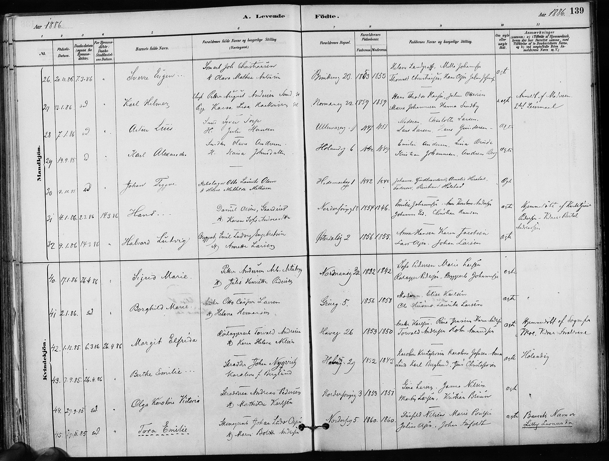 Kampen prestekontor Kirkebøker, AV/SAO-A-10853/F/Fa/L0001: Parish register (official) no. I 1, 1880-1886, p. 139