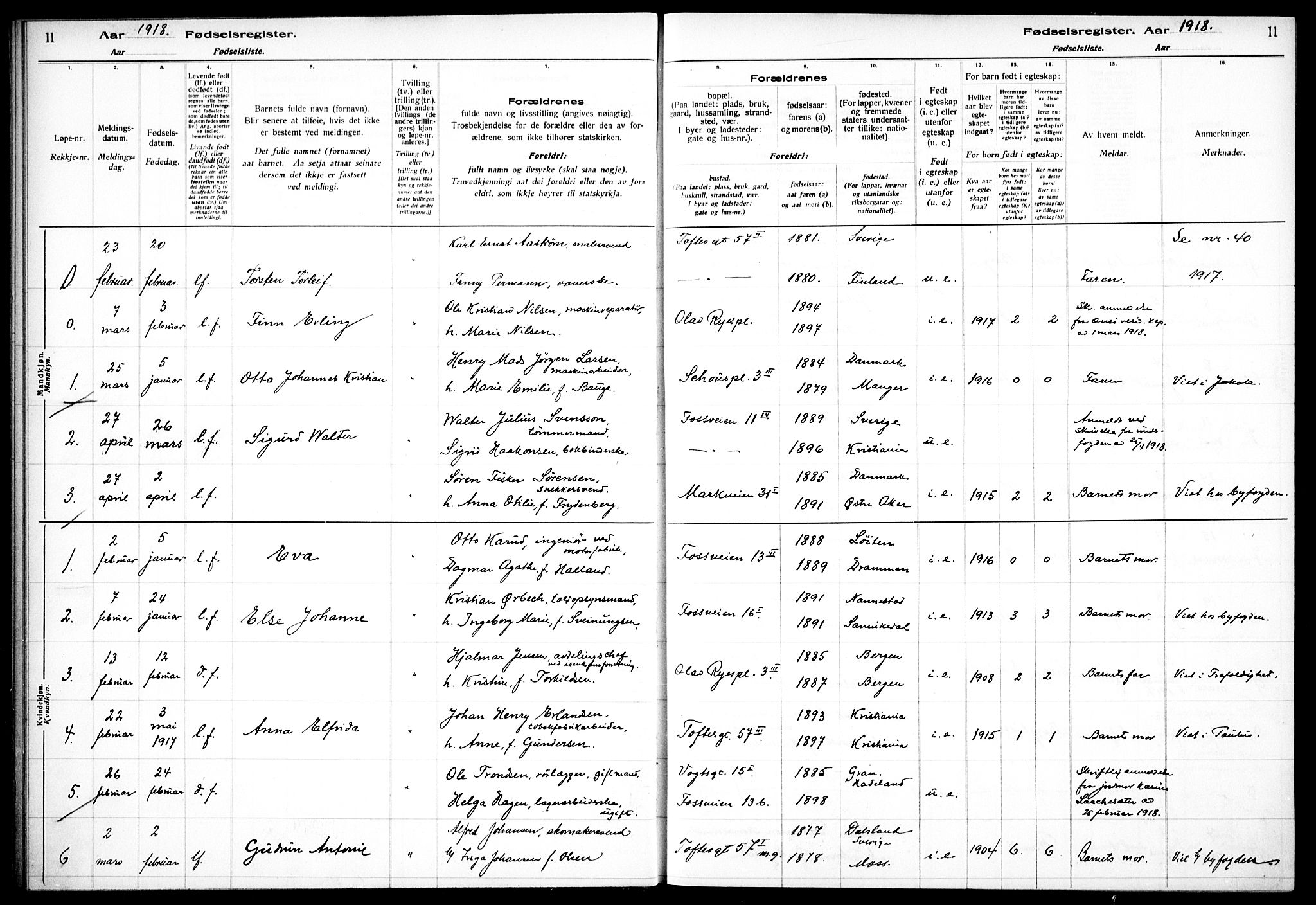 Hauge prestekontor Kirkebøker, AV/SAO-A-10849/J/Ja/L0001: Birth register no. 1, 1917-1938, p. 11