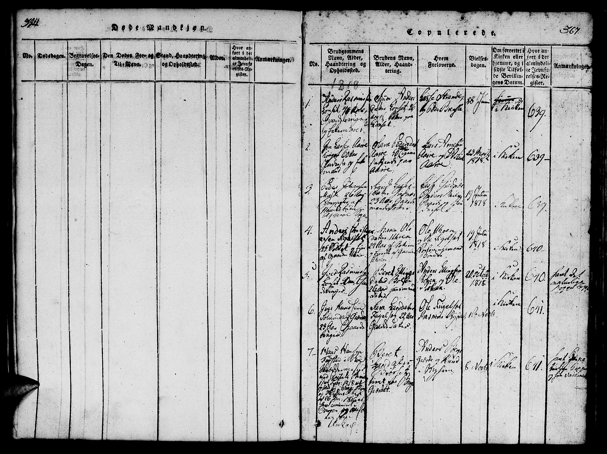 Ministerialprotokoller, klokkerbøker og fødselsregistre - Møre og Romsdal, SAT/A-1454/555/L0652: Parish register (official) no. 555A03, 1817-1843, p. 366-367