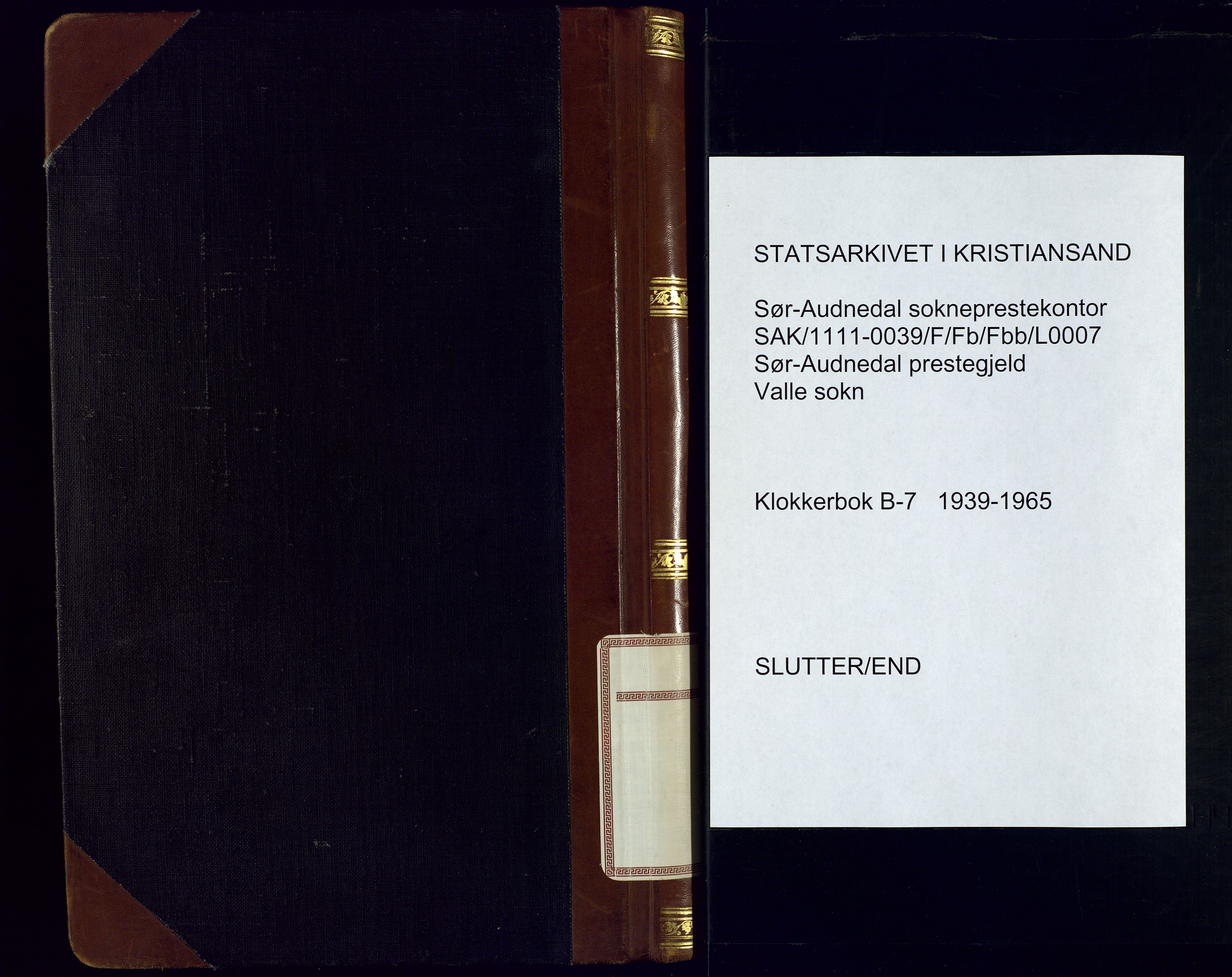 Sør-Audnedal sokneprestkontor, AV/SAK-1111-0039/F/Fb/Fbb/L0007: Parish register (copy) no. B-7, 1939-1965