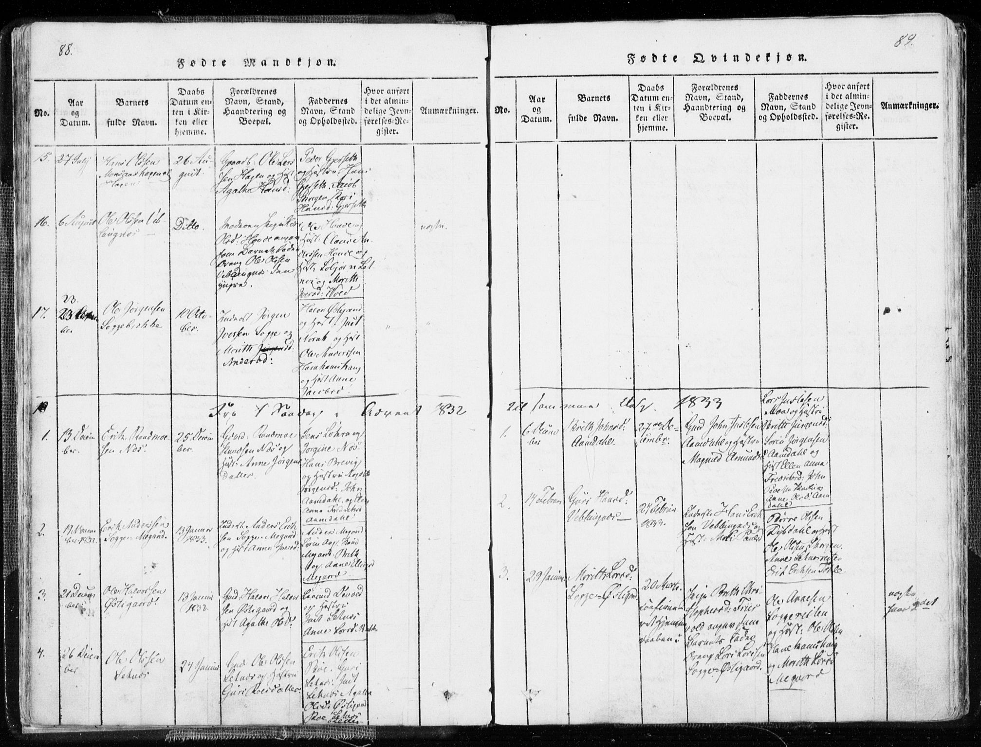 Ministerialprotokoller, klokkerbøker og fødselsregistre - Møre og Romsdal, SAT/A-1454/544/L0571: Parish register (official) no. 544A04, 1818-1853, p. 88-89